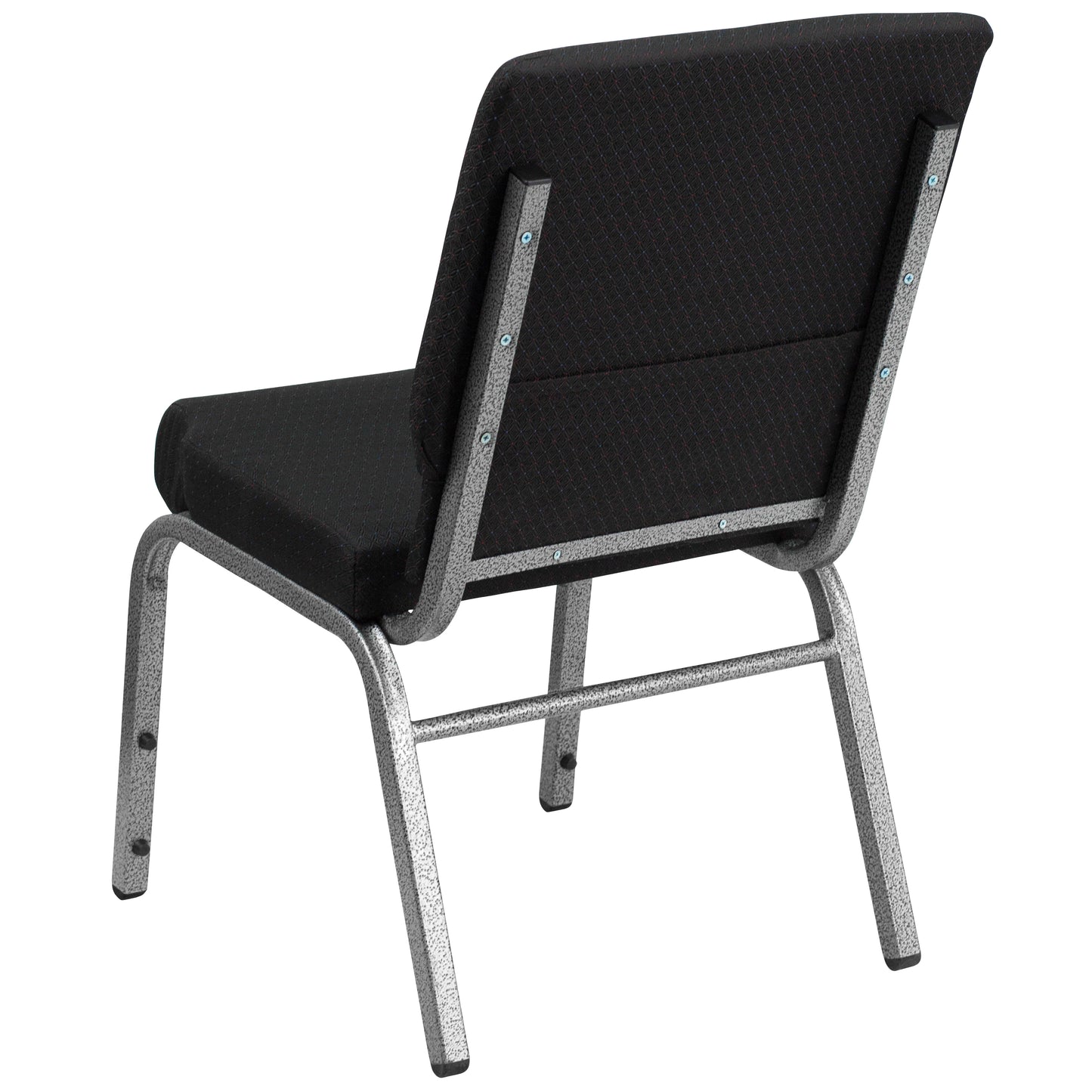 HERCULES Series 18.5''W Stacking Church Chair in Black Patterned Fabric - Silver Vein Frame Black Patterned Fabric/Silver Vein Frame