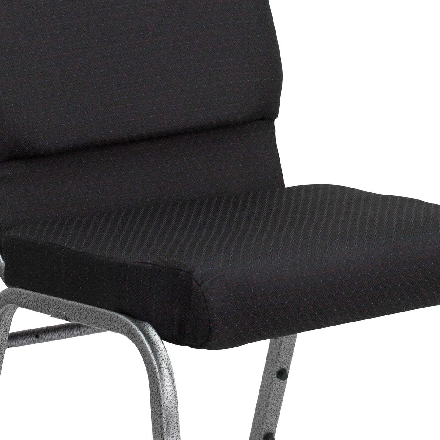HERCULES Series 18.5''W Stacking Church Chair in Black Patterned Fabric - Silver Vein Frame Black Patterned Fabric/Silver Vein Frame