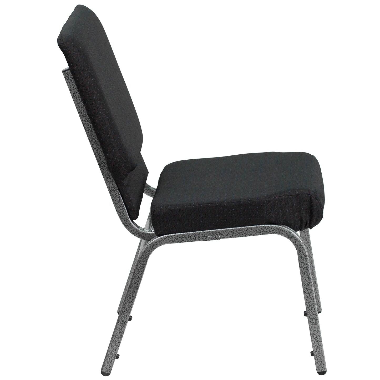 HERCULES Series 18.5''W Stacking Church Chair in Black Patterned Fabric - Silver Vein Frame Black Patterned Fabric/Silver Vein Frame
