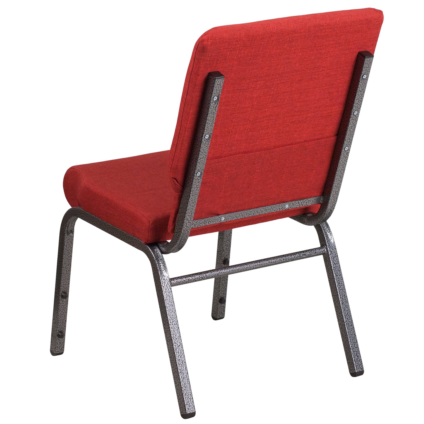HERCULES Series 18.5''W Stacking Church Chair in Red Fabric - Silver Vein Frame Red Fabric/Silver Vein Frame