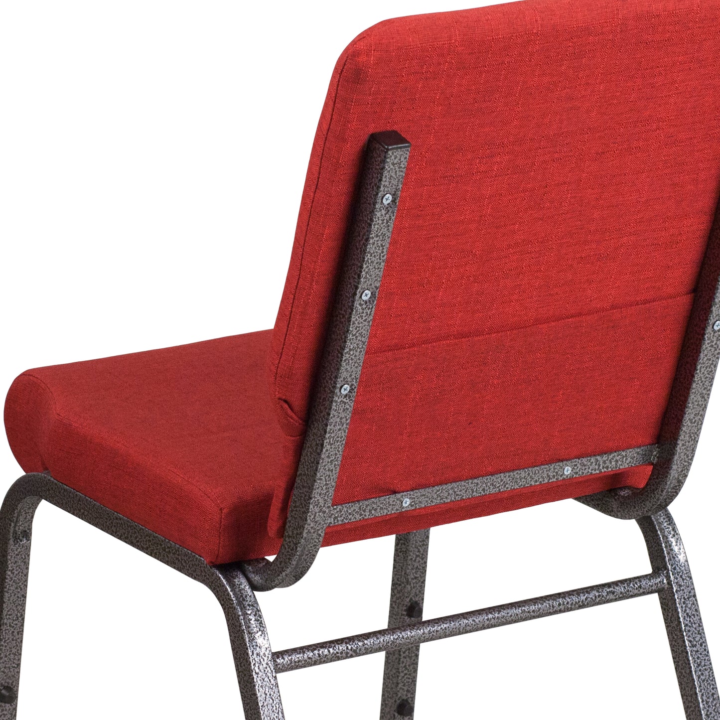 HERCULES Series 18.5''W Stacking Church Chair in Red Fabric - Silver Vein Frame Red Fabric/Silver Vein Frame