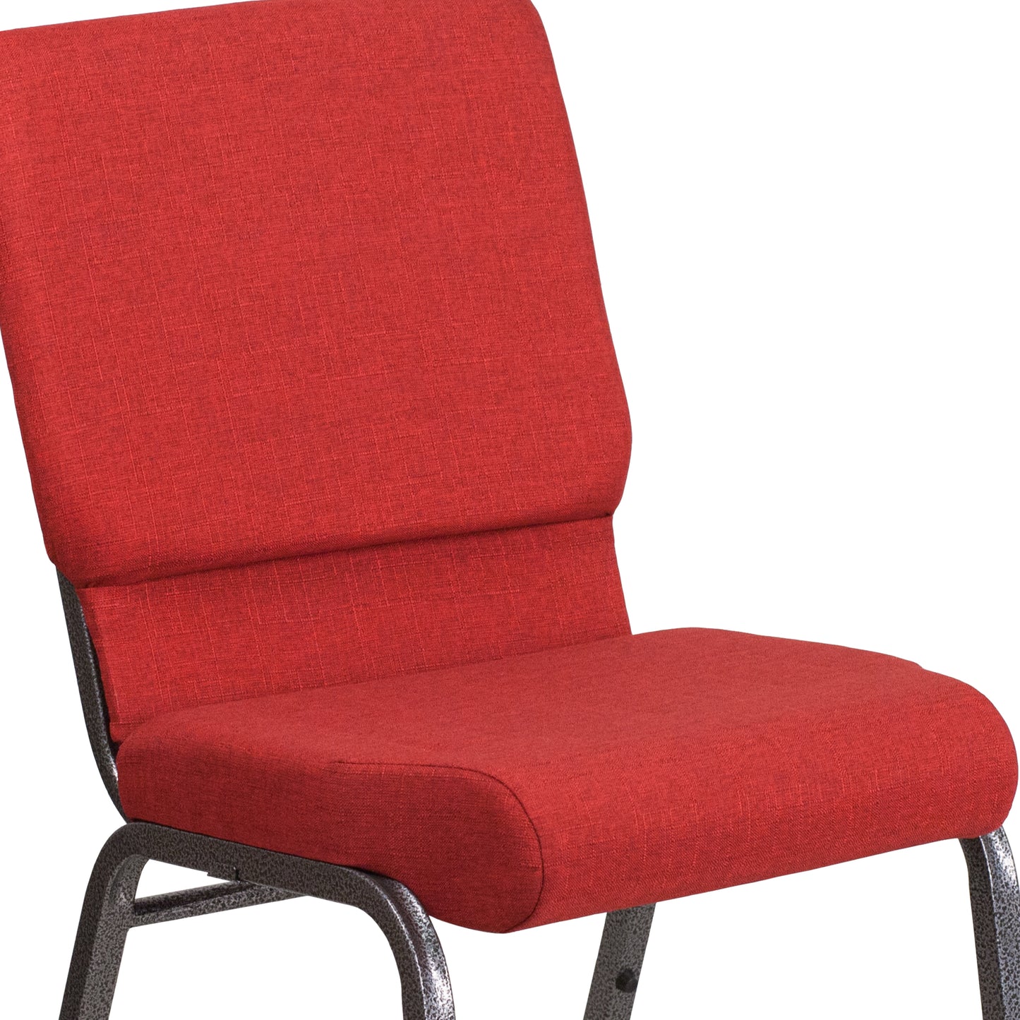 HERCULES Series 18.5''W Stacking Church Chair in Red Fabric - Silver Vein Frame Red Fabric/Silver Vein Frame