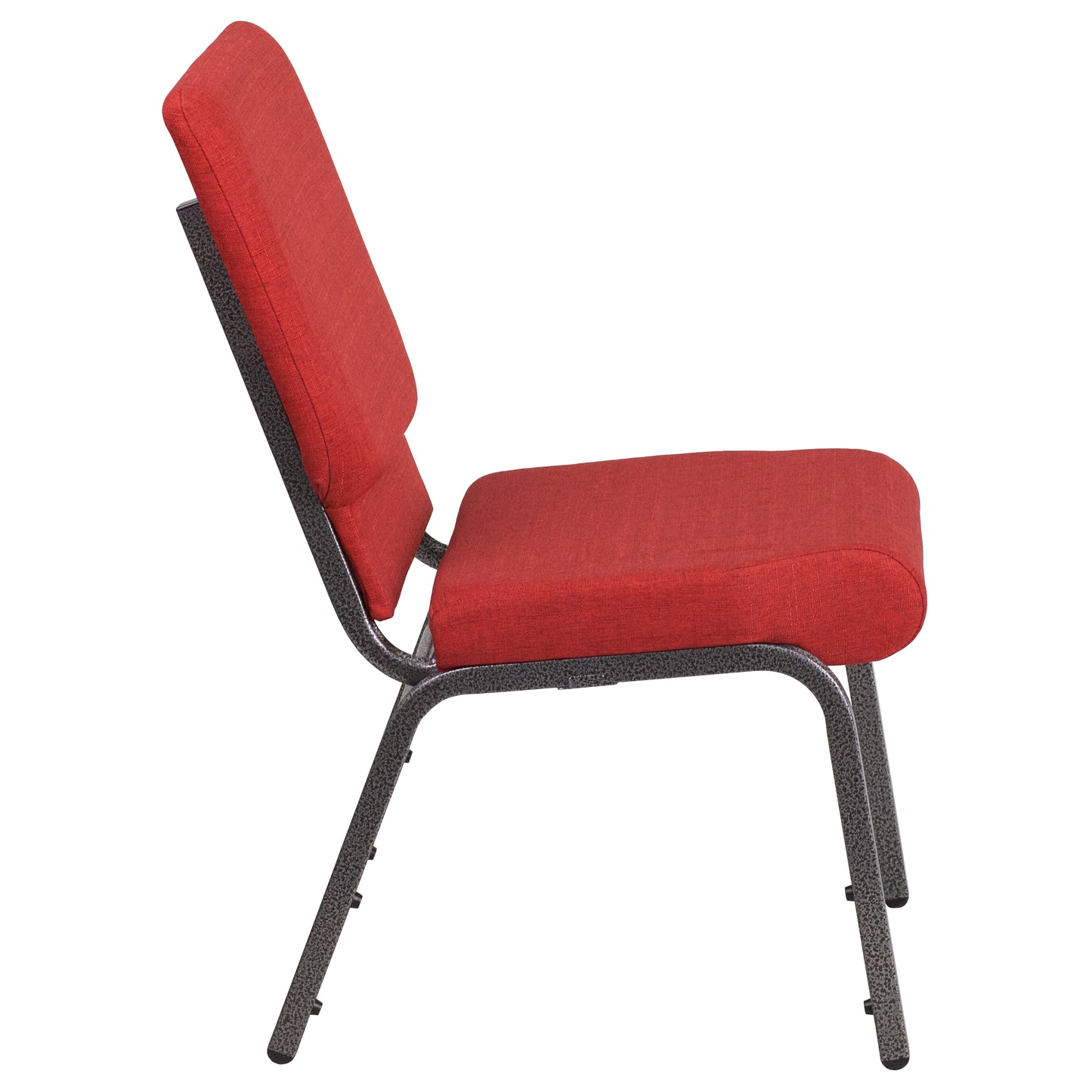 HERCULES Series 18.5''W Stacking Church Chair in Red Fabric - Silver Vein Frame Red Fabric/Silver Vein Frame