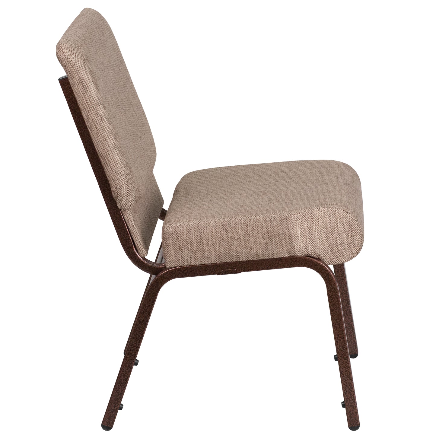 HERCULES Series 21''W Stacking Church Chair in Beige Fabric - Copper Vein Frame Beige Fabric/Copper Vein Frame