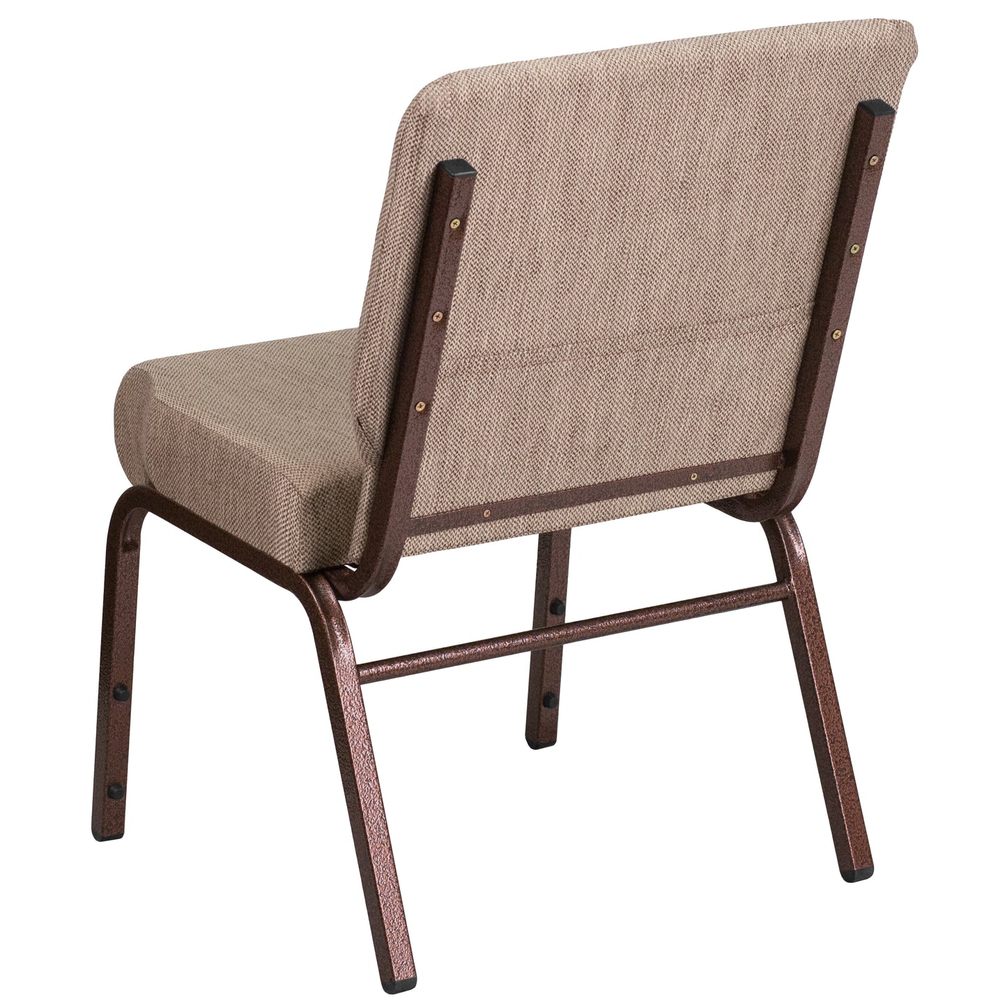 HERCULES Series 21''W Stacking Church Chair in Beige Fabric - Copper Vein Frame Beige Fabric/Copper Vein Frame