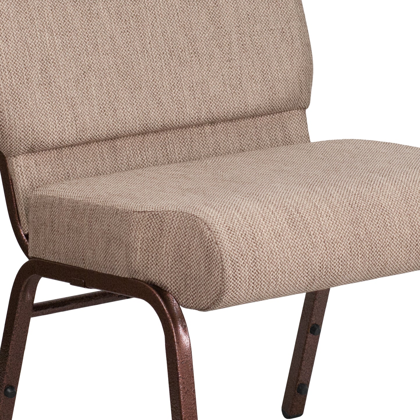HERCULES Series 21''W Stacking Church Chair in Beige Fabric - Copper Vein Frame Beige Fabric/Copper Vein Frame