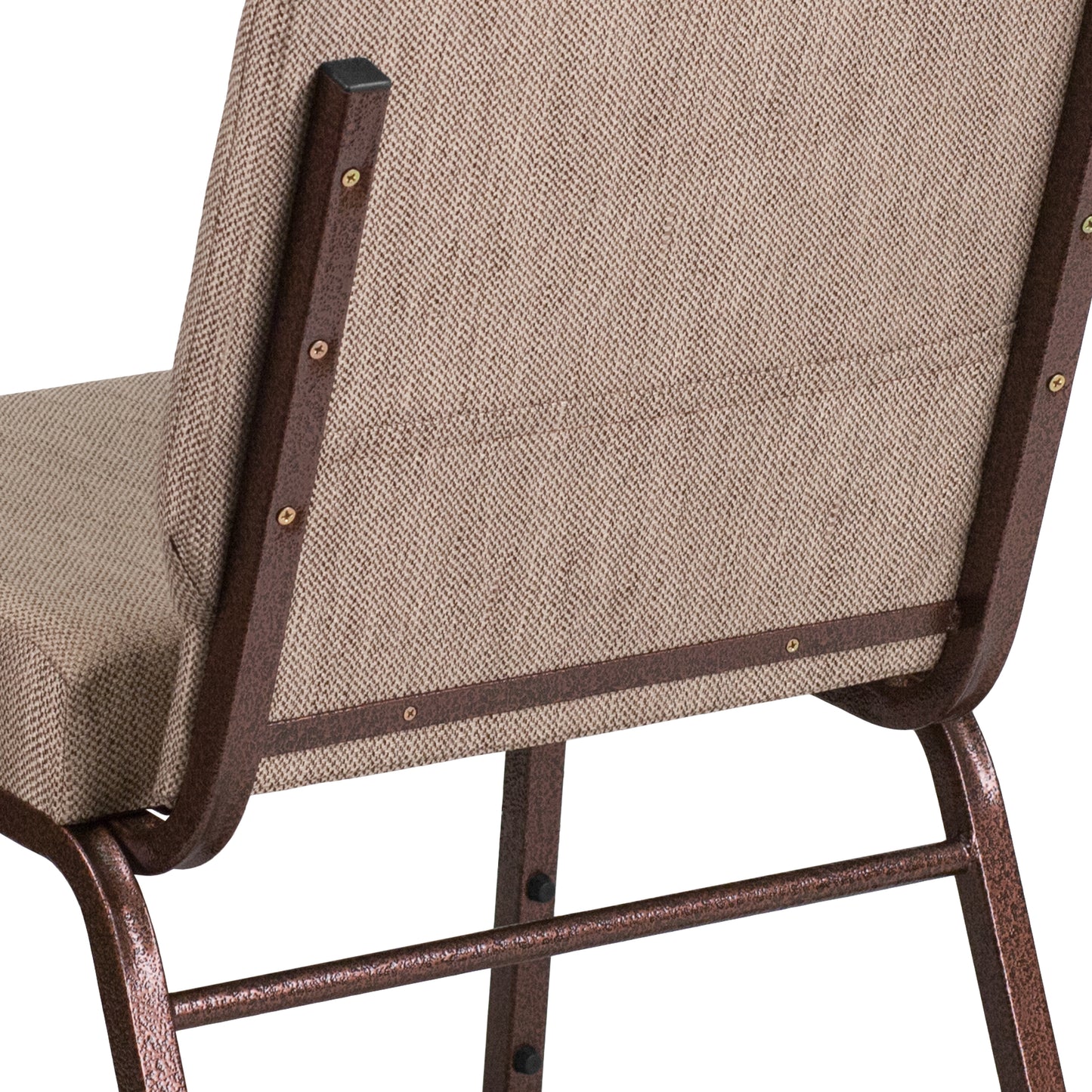 HERCULES Series 21''W Stacking Church Chair in Beige Fabric - Copper Vein Frame Beige Fabric/Copper Vein Frame