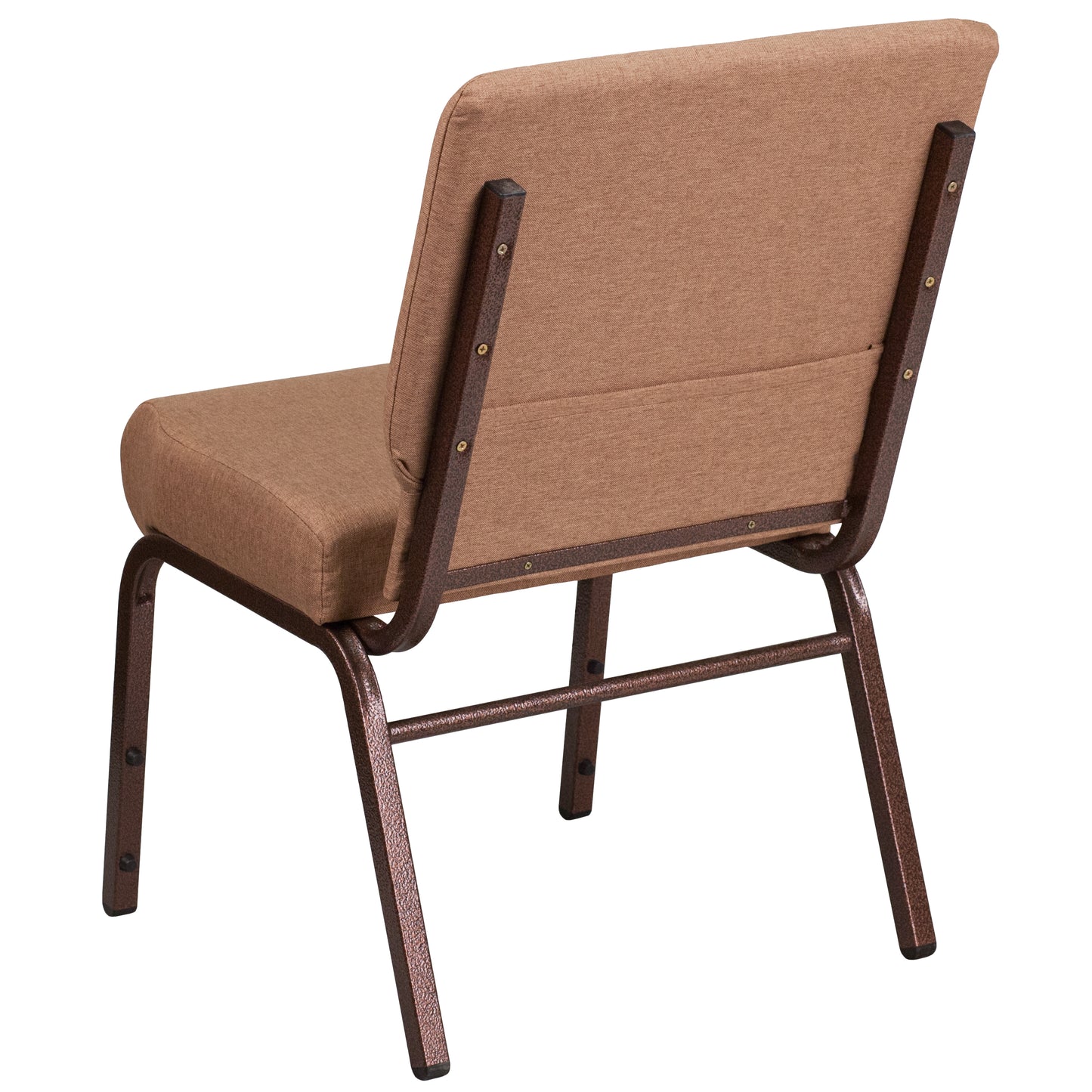 HERCULES Series 21''W Stacking Church Chair in Caramel Fabric - Copper Vein Frame Caramel Fabric/Copper Vein Frame