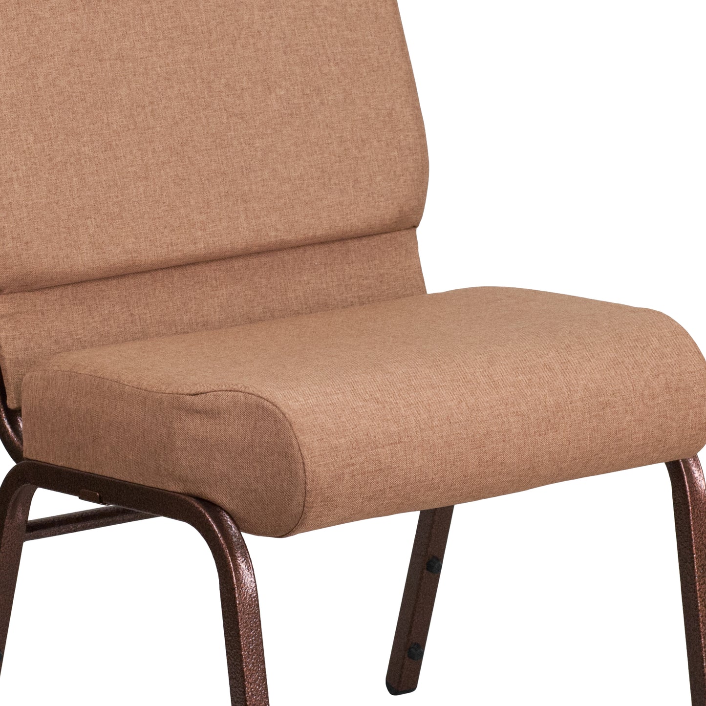 HERCULES Series 21''W Stacking Church Chair in Caramel Fabric - Copper Vein Frame Caramel Fabric/Copper Vein Frame