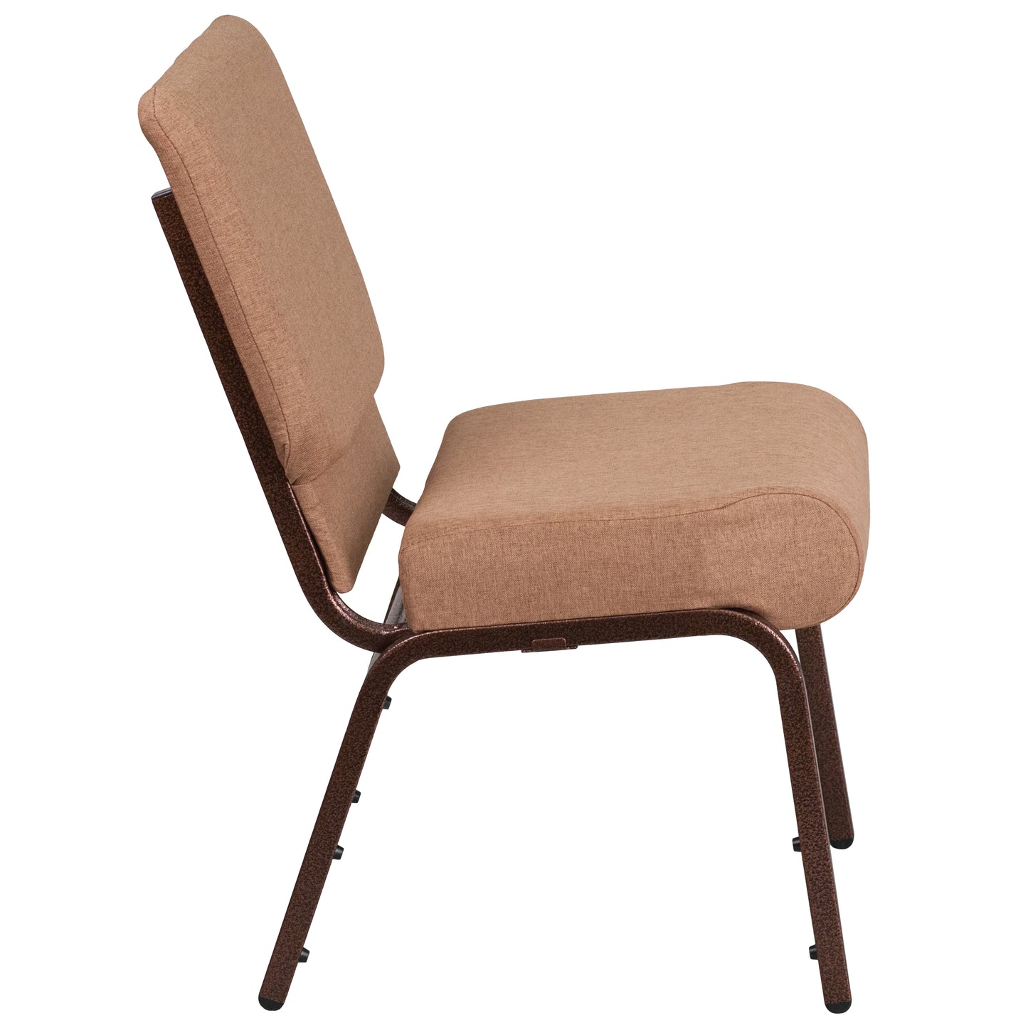 HERCULES Series 21''W Stacking Church Chair in Caramel Fabric - Copper Vein Frame Caramel Fabric/Copper Vein Frame