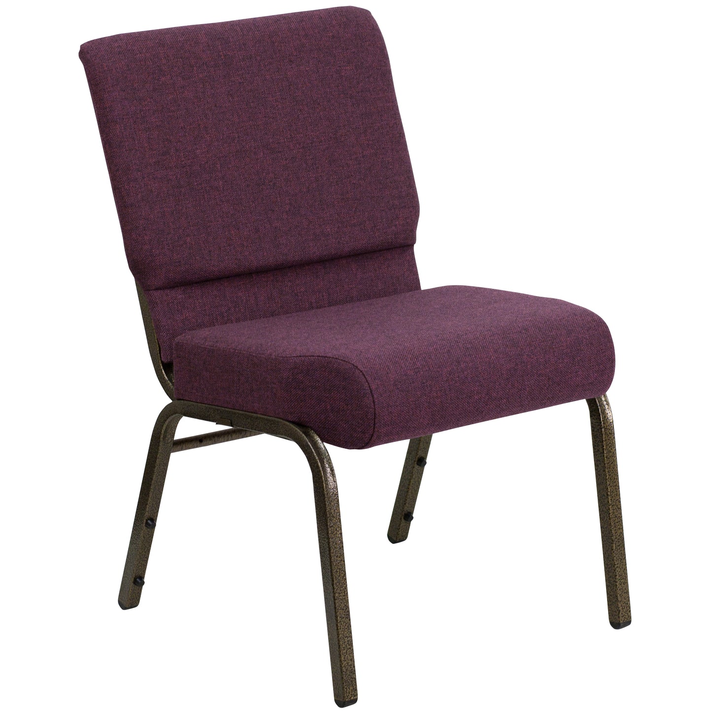 HERCULES Series 21''W Stacking Church Chair in Plum Fabric - Gold Vein Frame Plum Fabric/Gold Vein Frame