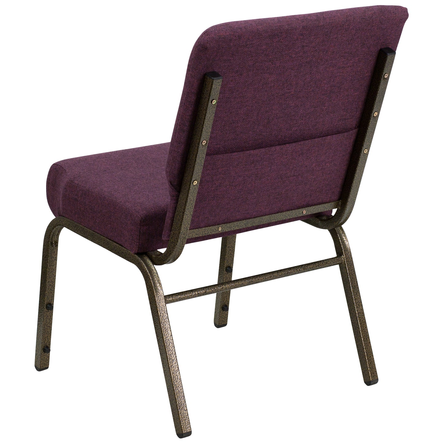 HERCULES Series 21''W Stacking Church Chair in Plum Fabric - Gold Vein Frame Plum Fabric/Gold Vein Frame