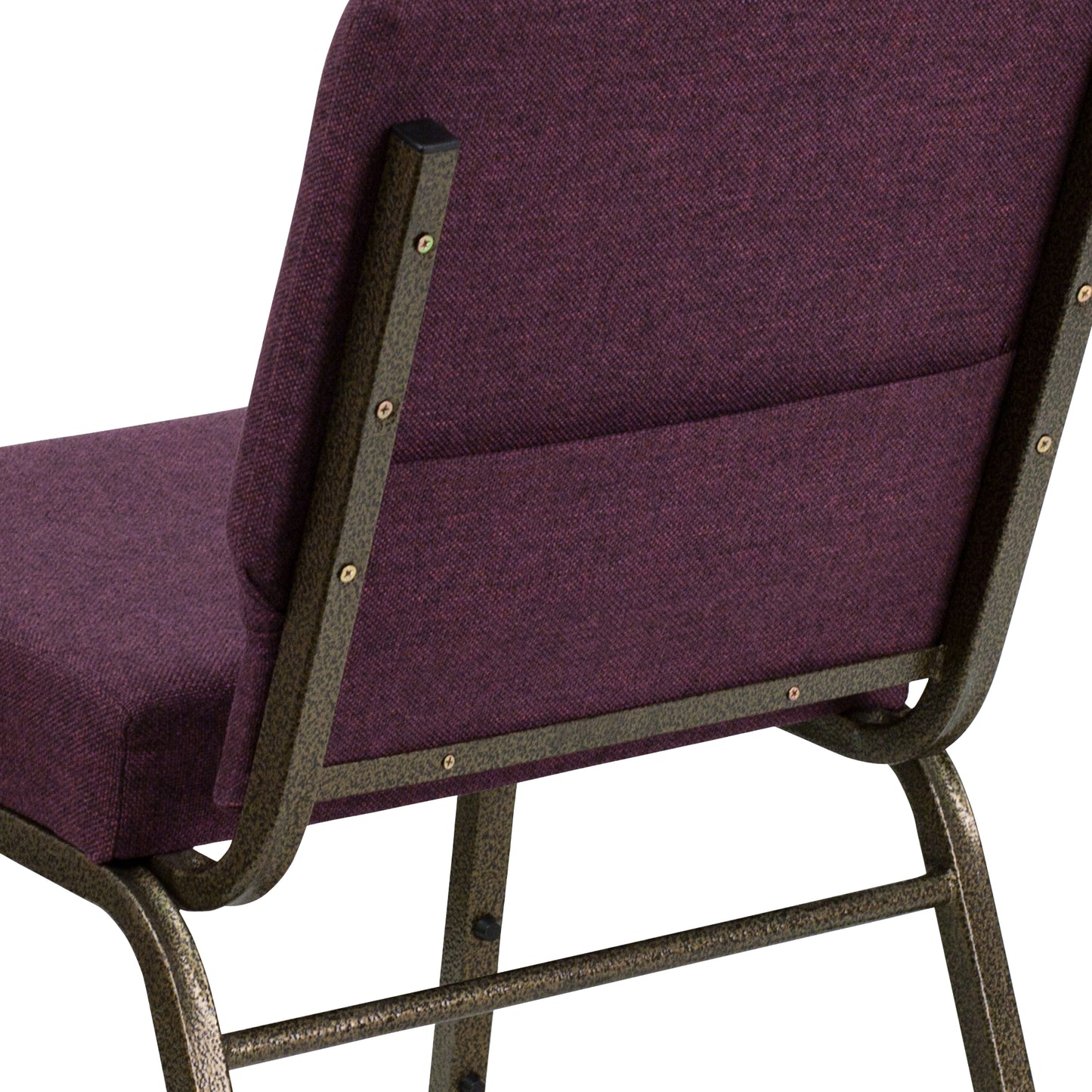 HERCULES Series 21''W Stacking Church Chair in Plum Fabric - Gold Vein Frame Plum Fabric/Gold Vein Frame