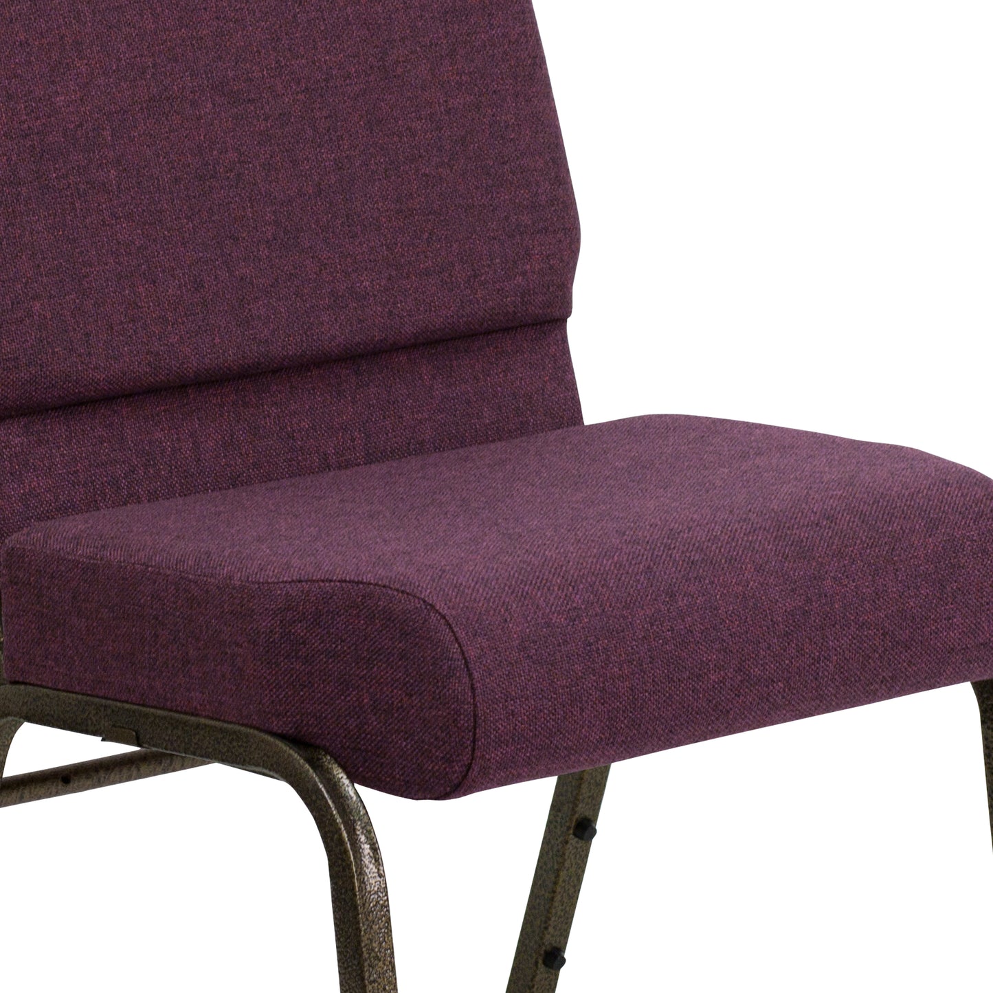 HERCULES Series 21''W Stacking Church Chair in Plum Fabric - Gold Vein Frame Plum Fabric/Gold Vein Frame