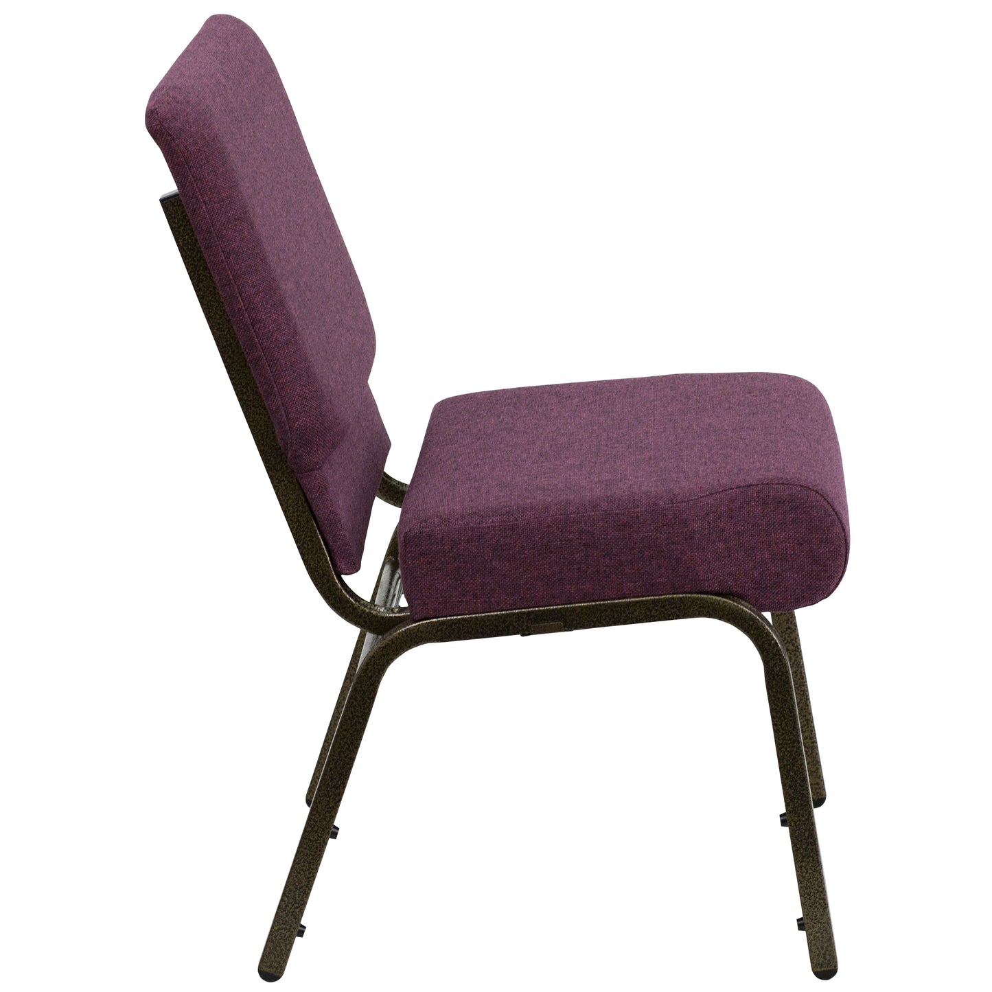 HERCULES Series 21''W Stacking Church Chair in Plum Fabric - Gold Vein Frame Plum Fabric/Gold Vein Frame