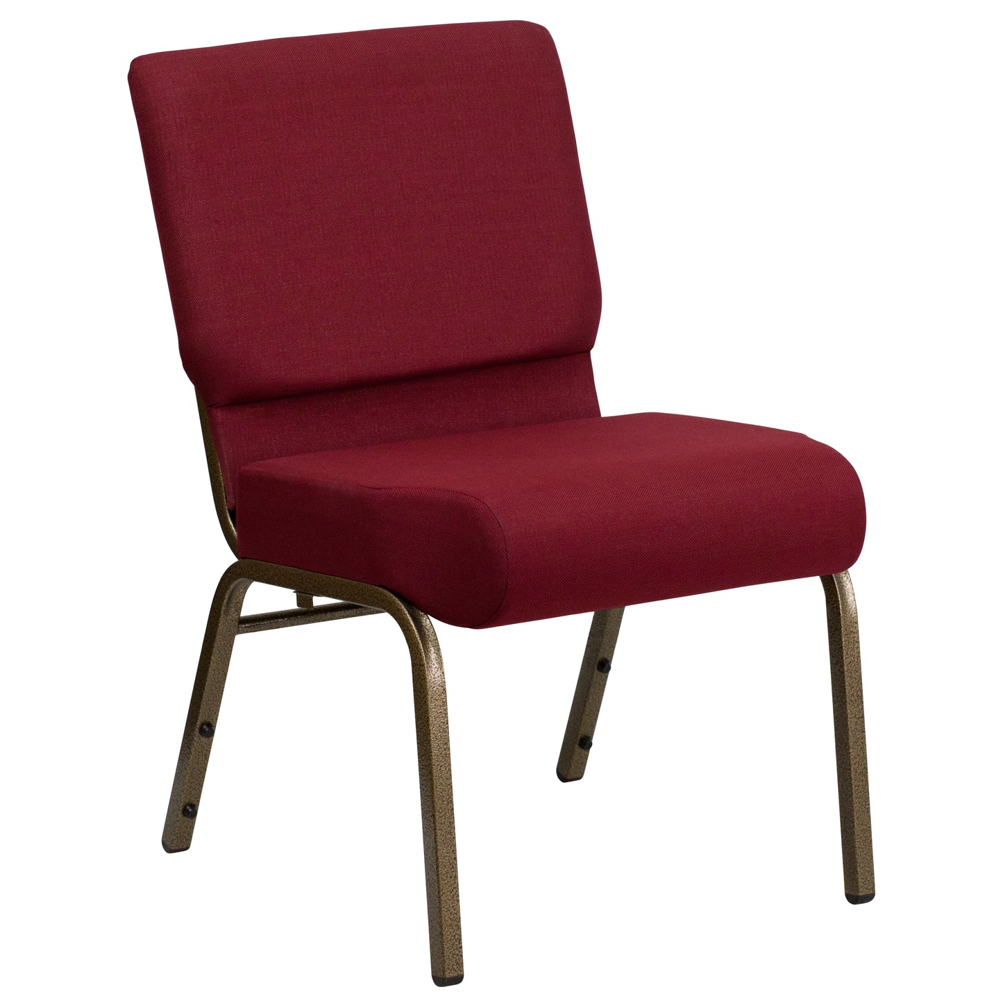HERCULES Series 21''W Stacking Church Chair in Burgundy Fabric - Gold Vein Frame Burgundy Fabric/Gold Vein Frame