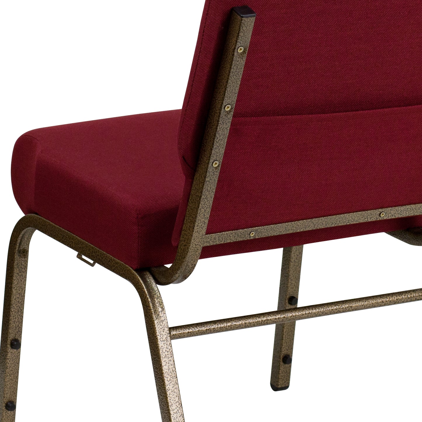HERCULES Series 21''W Stacking Church Chair in Burgundy Fabric - Gold Vein Frame Burgundy Fabric/Gold Vein Frame