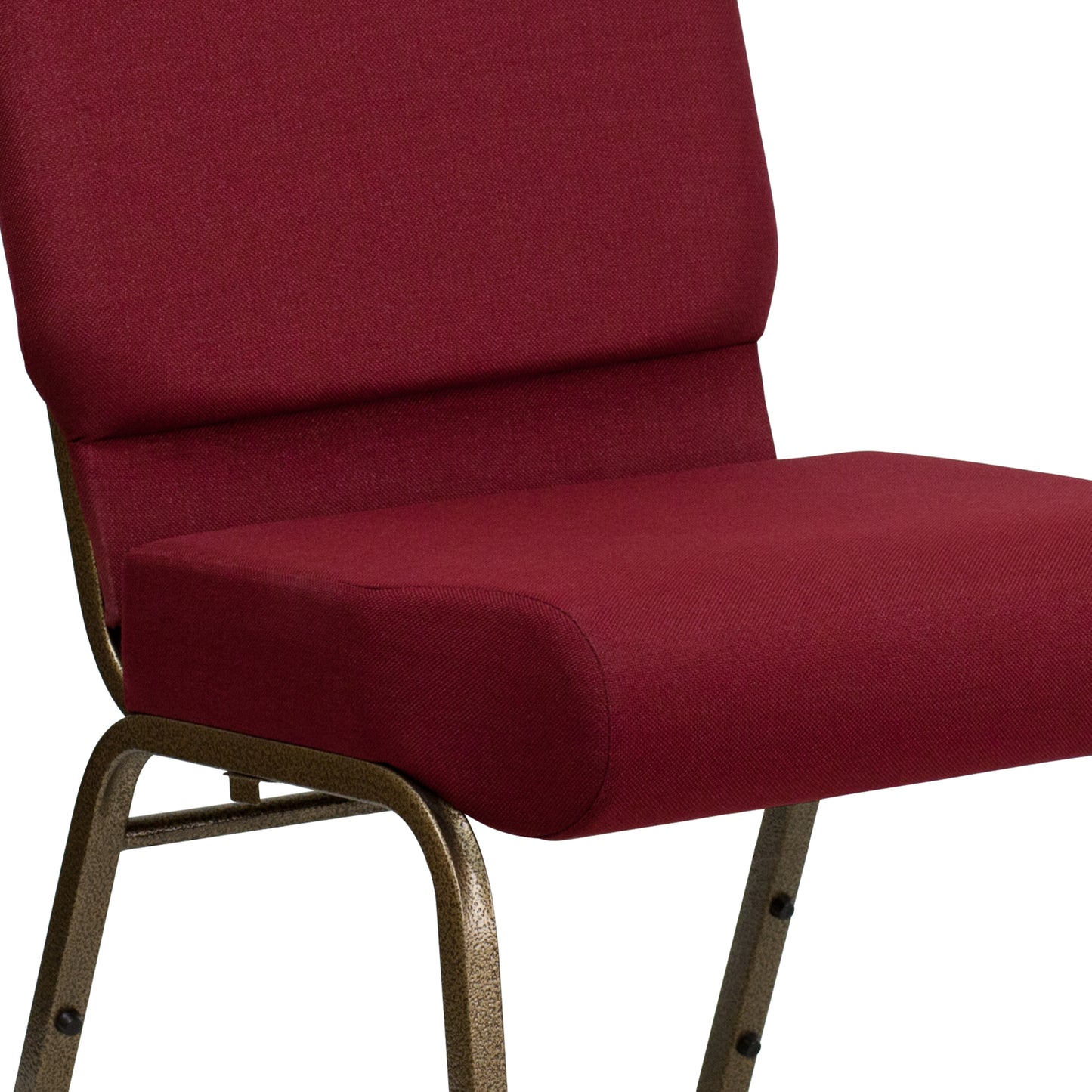 HERCULES Series 21''W Stacking Church Chair in Burgundy Fabric - Gold Vein Frame Burgundy Fabric/Gold Vein Frame