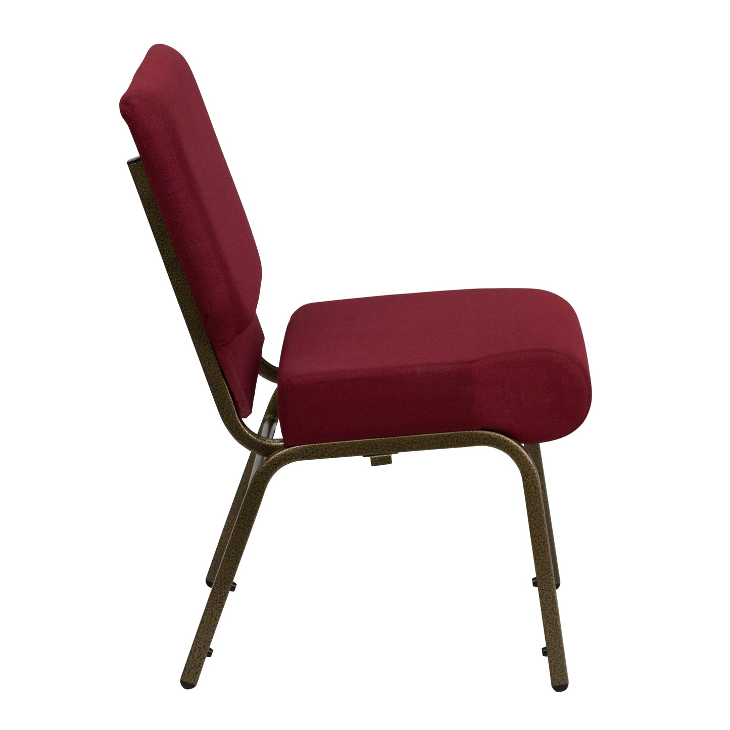 HERCULES Series 21''W Stacking Church Chair in Burgundy Fabric - Gold Vein Frame Burgundy Fabric/Gold Vein Frame