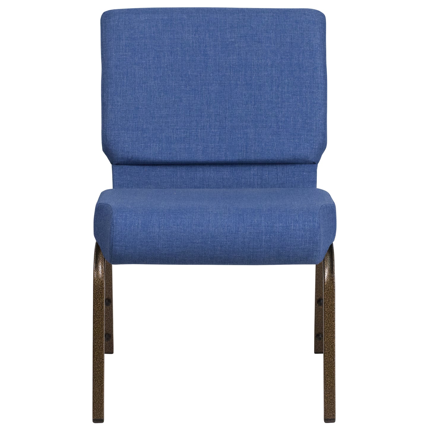 HERCULES Series 21''W Stacking Church Chair in Blue Fabric - Gold Vein Frame Blue Fabric/Gold Vein Frame