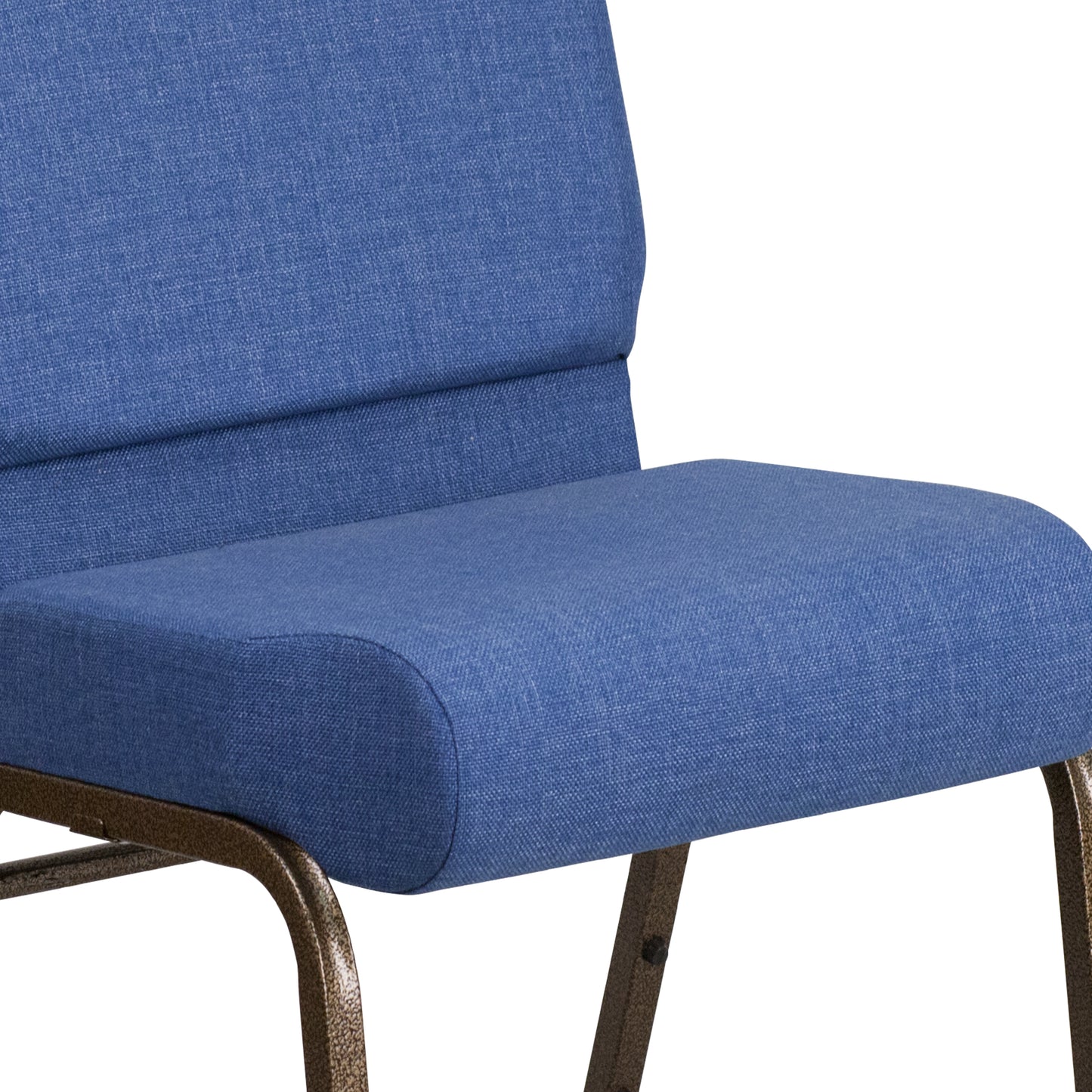 HERCULES Series 21''W Stacking Church Chair in Blue Fabric - Gold Vein Frame Blue Fabric/Gold Vein Frame