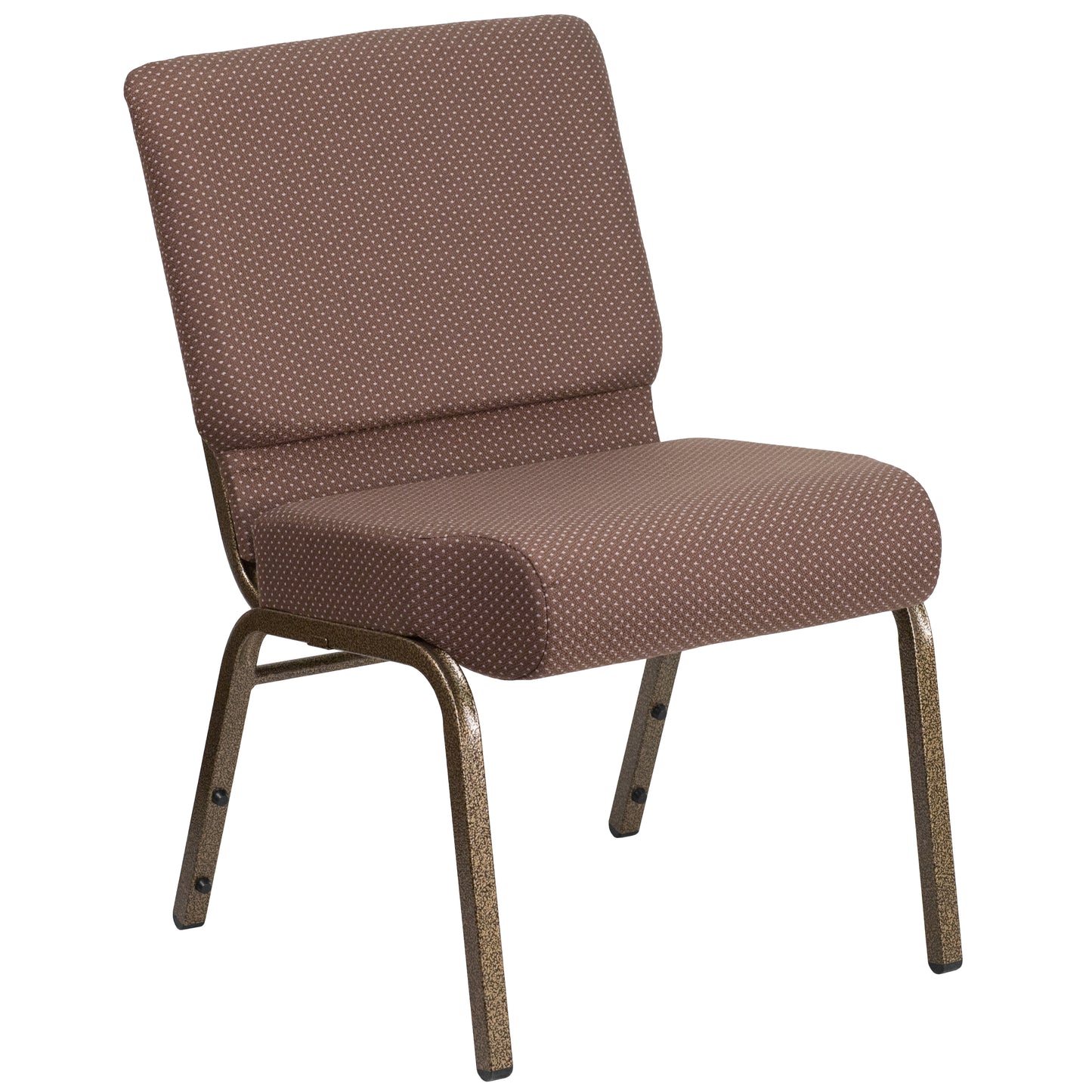 HERCULES Series 21''W Stacking Church Chair in Brown Dot Fabric - Gold Vein Frame Brown Dot Fabric/Gold Vein Frame FD-CH0221-4-GV-BNDOT-GG