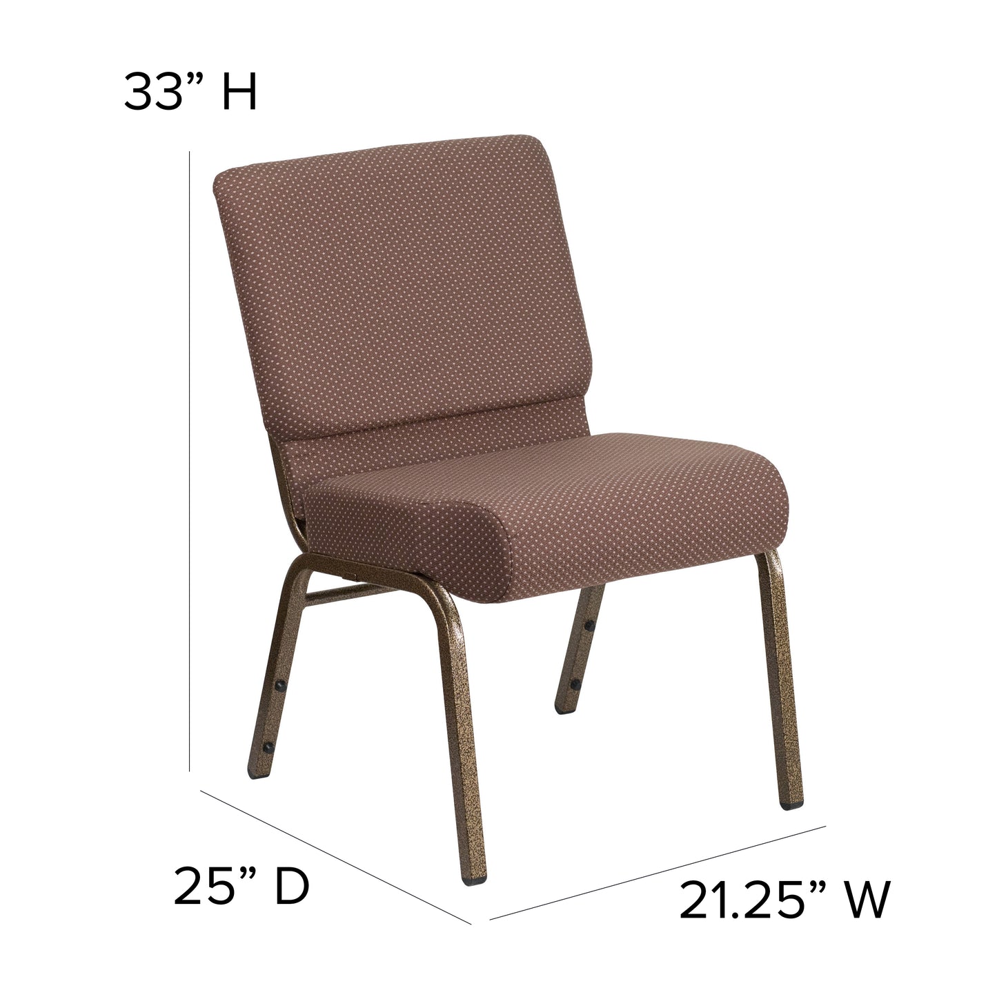HERCULES Series 21''W Stacking Church Chair in Brown Dot Fabric - Gold Vein Frame Brown Dot Fabric/Gold Vein Frame FD-CH0221-4-GV-BNDOT-GG