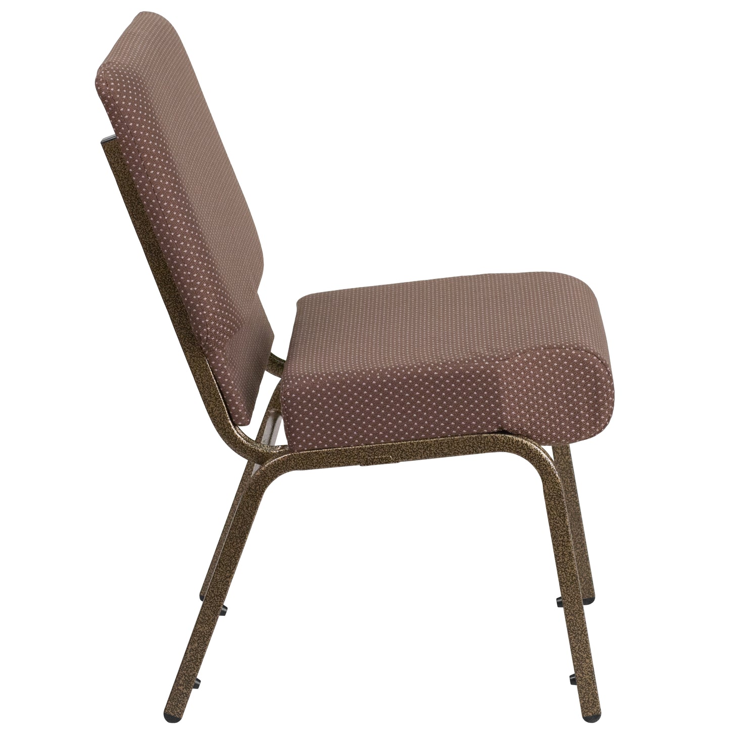 HERCULES Series 21''W Stacking Church Chair in Brown Dot Fabric - Gold Vein Frame Brown Dot Fabric/Gold Vein Frame FD-CH0221-4-GV-BNDOT-GG