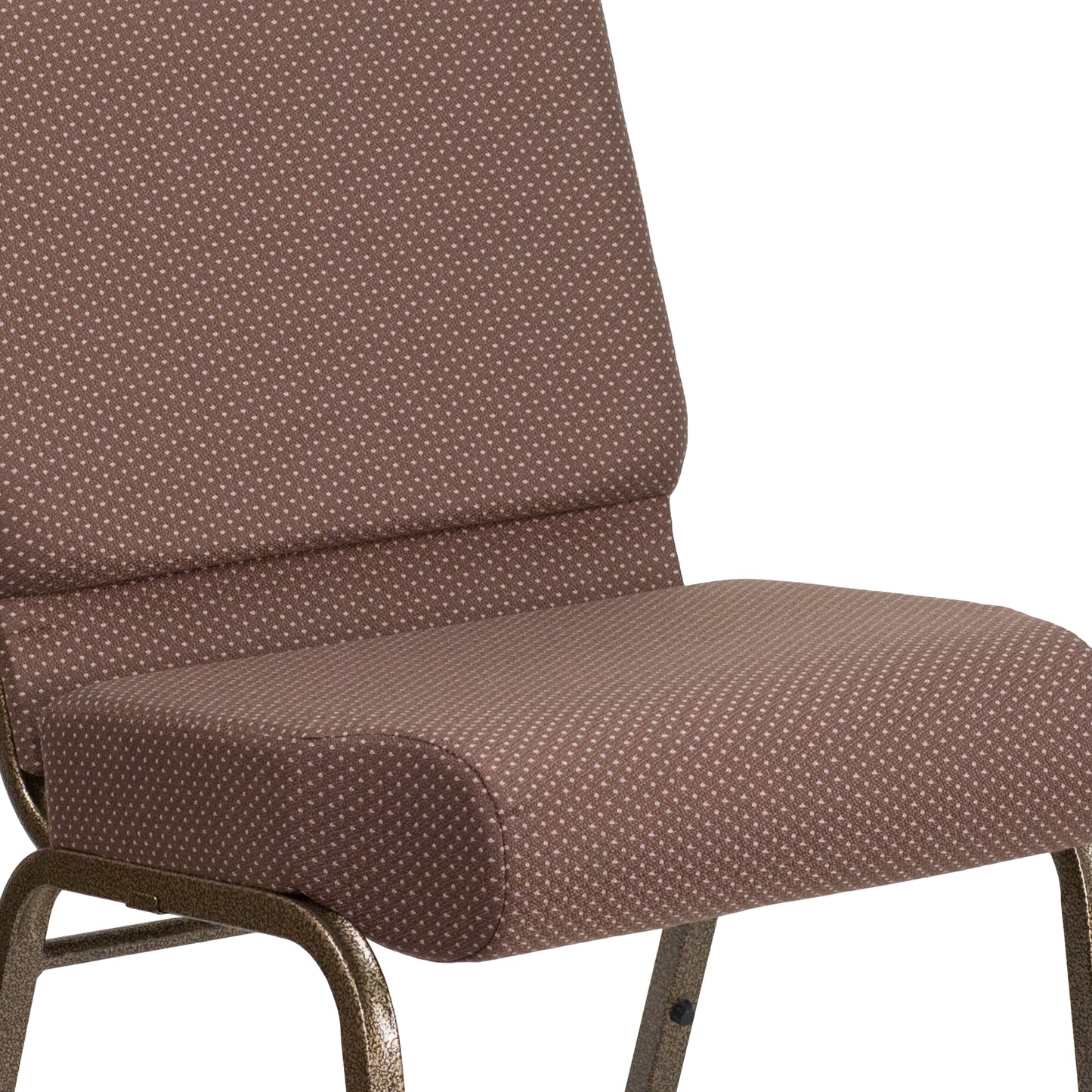 HERCULES Series 21''W Stacking Church Chair in Brown Dot Fabric - Gold Vein Frame Brown Dot Fabric/Gold Vein Frame FD-CH0221-4-GV-BNDOT-GG
