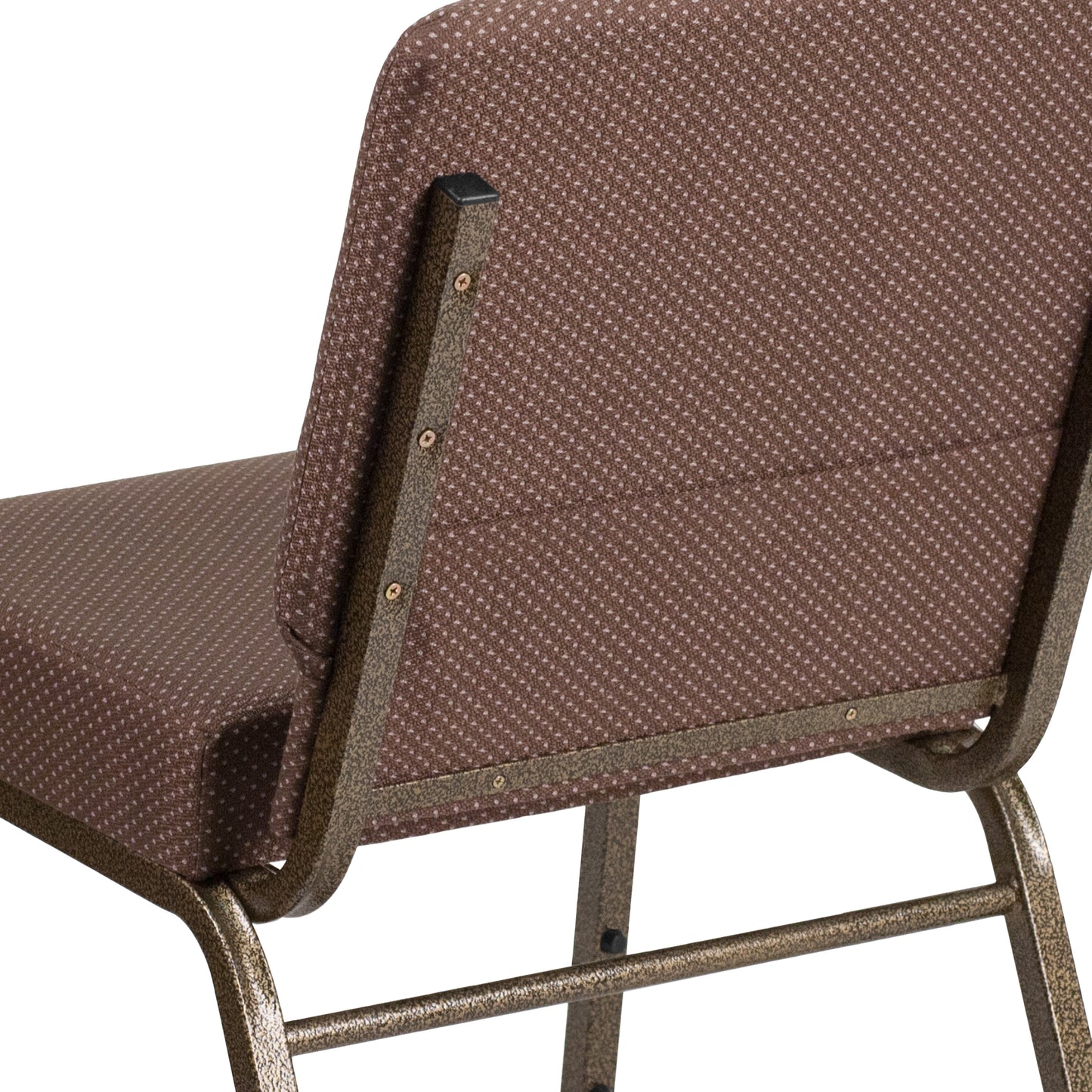 HERCULES Series 21''W Stacking Church Chair in Brown Dot Fabric - Gold Vein Frame Brown Dot Fabric/Gold Vein Frame FD-CH0221-4-GV-BNDOT-GG