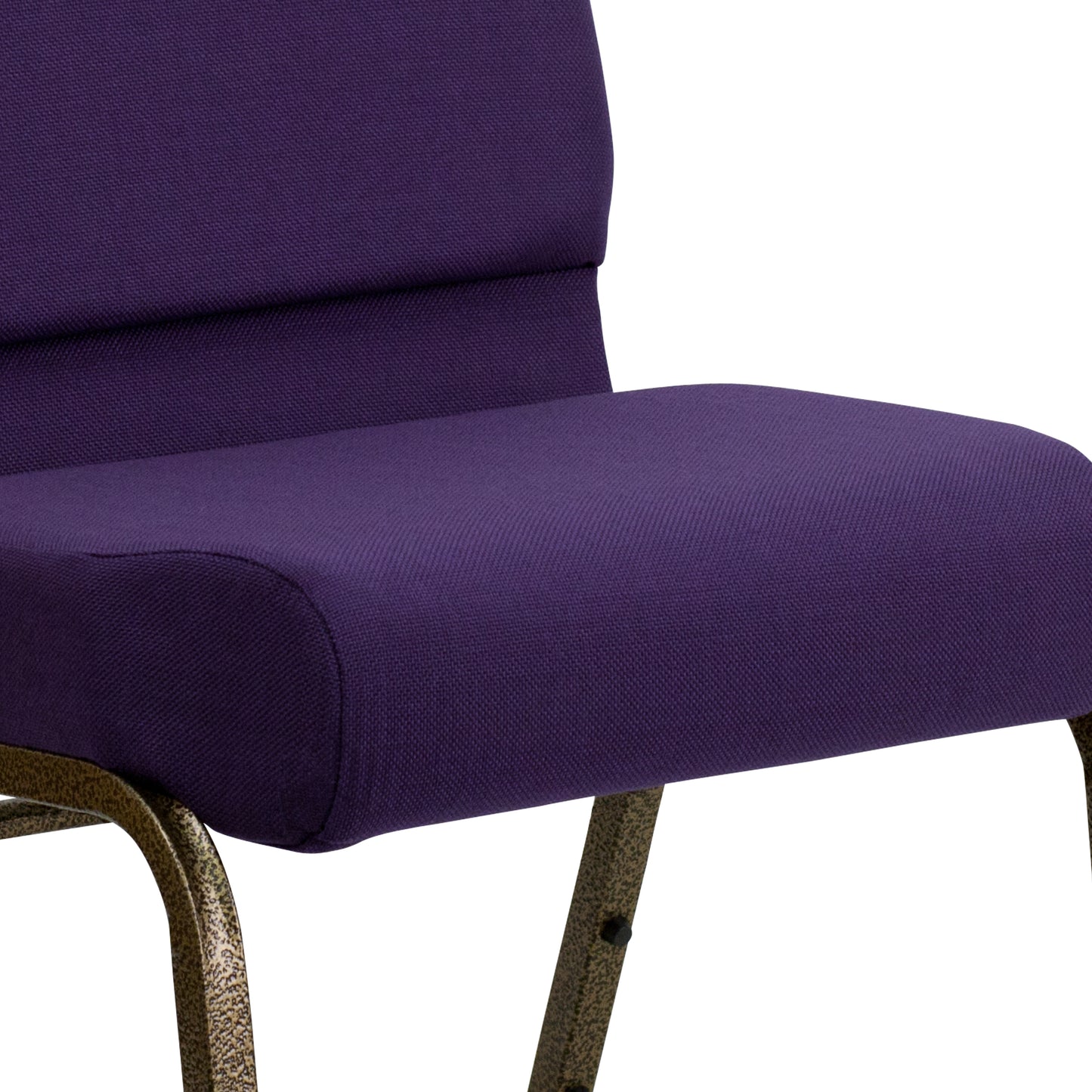 HERCULES Series 21''W Stacking Church Chair in Royal Purple Fabric - Gold Vein Frame Royal Purple Fabric/Gold Vein Frame