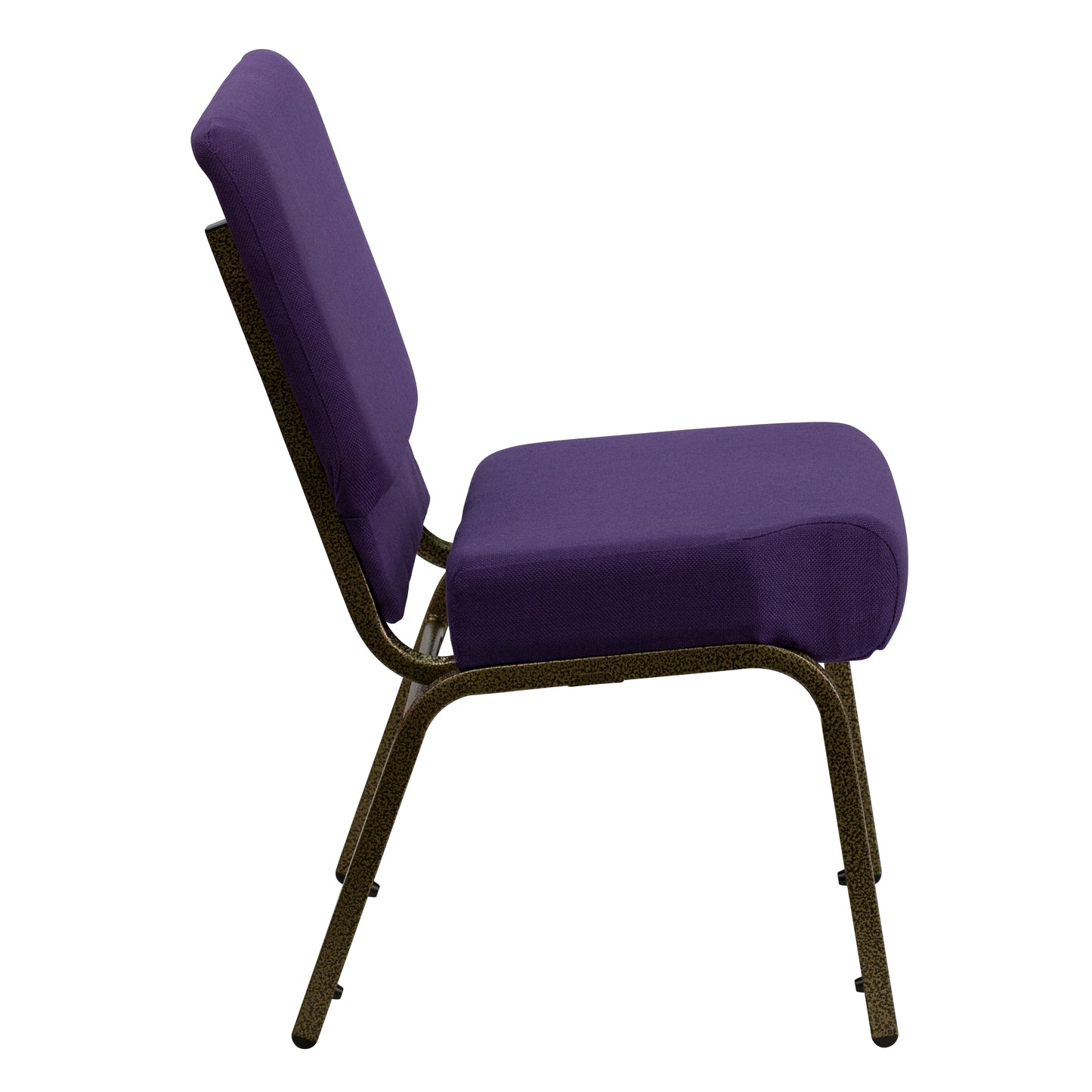 HERCULES Series 21''W Stacking Church Chair in Royal Purple Fabric - Gold Vein Frame Royal Purple Fabric/Gold Vein Frame