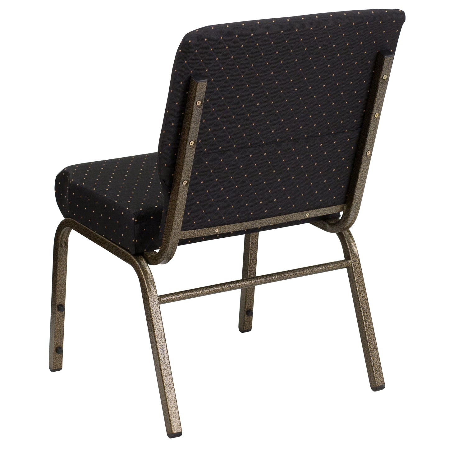 HERCULES Series 21''W Stacking Church Chair in Black Dot Patterned Fabric - Gold Vein Frame Black Dot Patterned Fabric/Gold Vein Frame