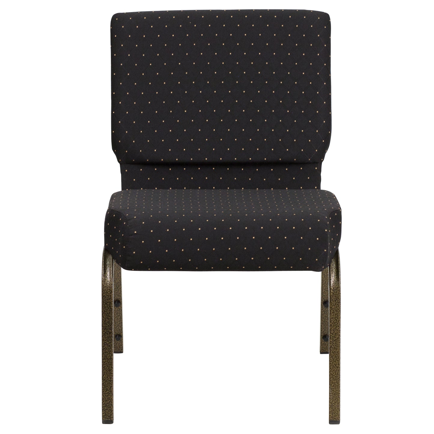 HERCULES Series 21''W Stacking Church Chair in Black Dot Patterned Fabric - Gold Vein Frame Black Dot Patterned Fabric/Gold Vein Frame