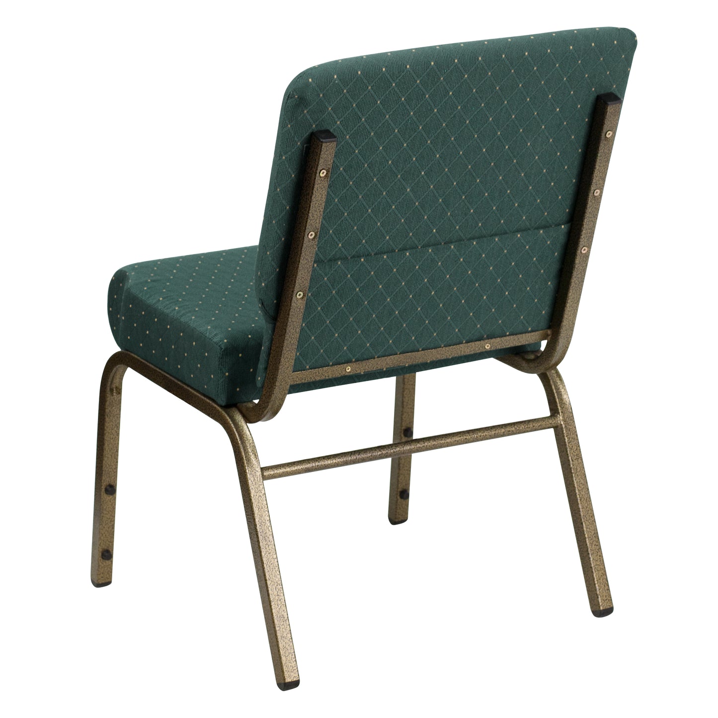 HERCULES Series 21''W Stacking Church Chair in Hunter Green Dot Patterned Fabric - Gold Vein Frame Hunter Green Dot Patterned Fabric/Gold Vein Frame