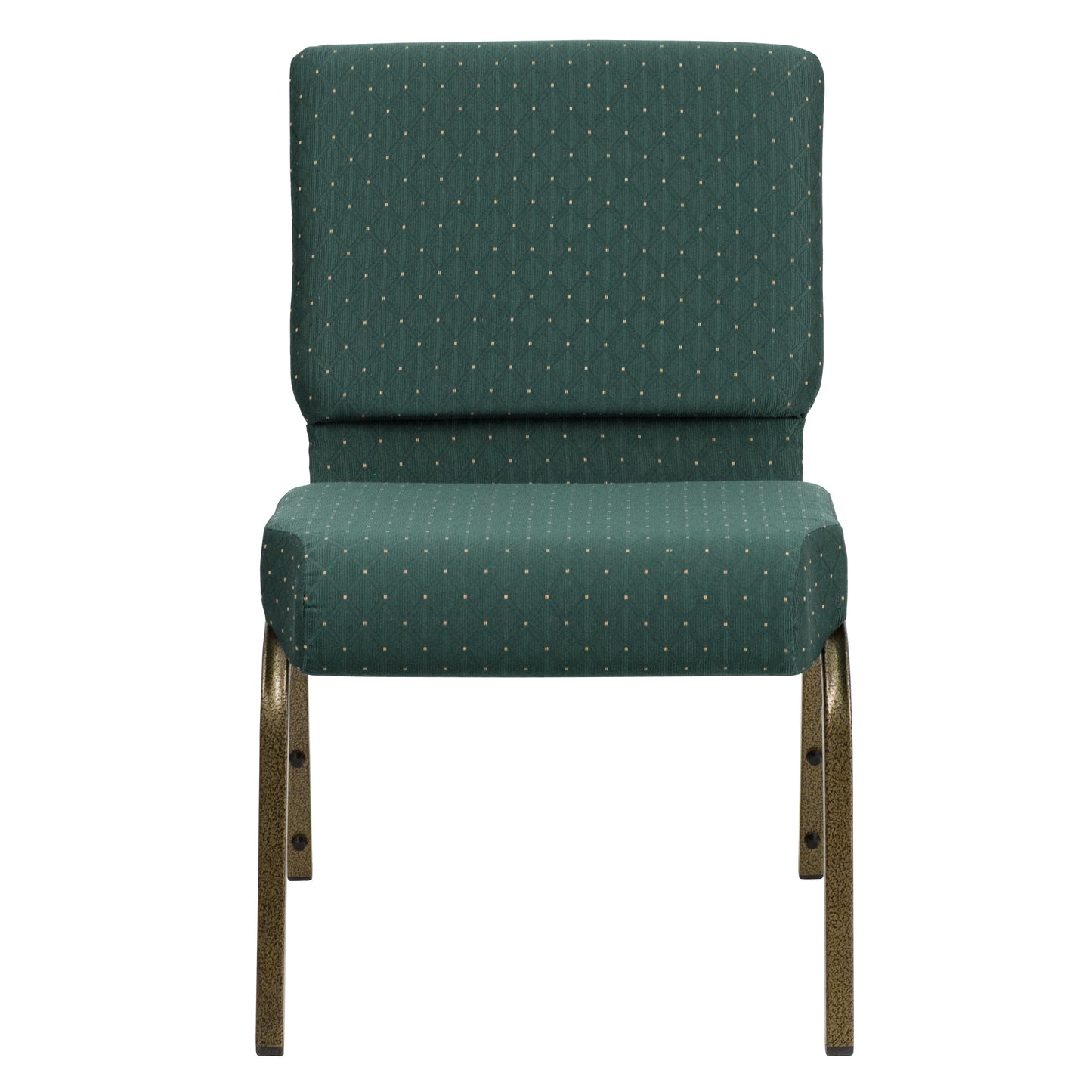 HERCULES Series 21''W Stacking Church Chair in Hunter Green Dot Patterned Fabric - Gold Vein Frame Hunter Green Dot Patterned Fabric/Gold Vein Frame
