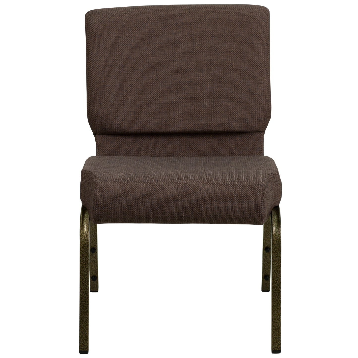 HERCULES Series 21''W Stacking Church Chair in Brown Fabric - Gold Vein Frame Brown Fabric/Gold Vein Frame