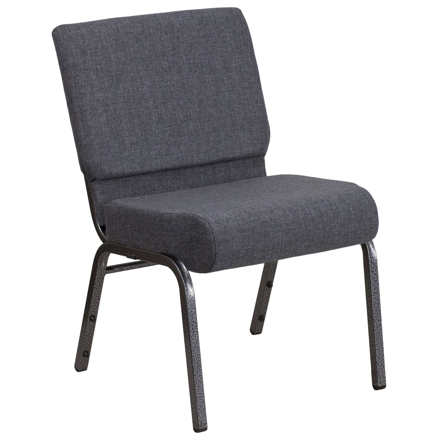 HERCULES Series 21''W Church Chair in Dark Gray Fabric - Silver Vein Frame Dark Gray Fabric/Silver Vein Frame