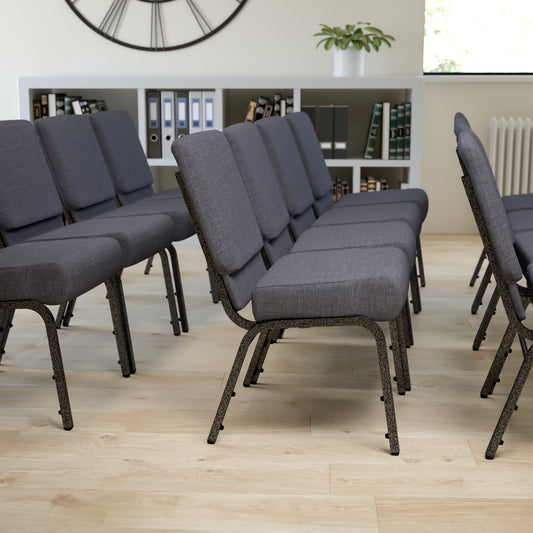 HERCULES Series 21''W Church Chair in Dark Gray Fabric - Silver Vein Frame Dark Gray Fabric/Silver Vein Frame
