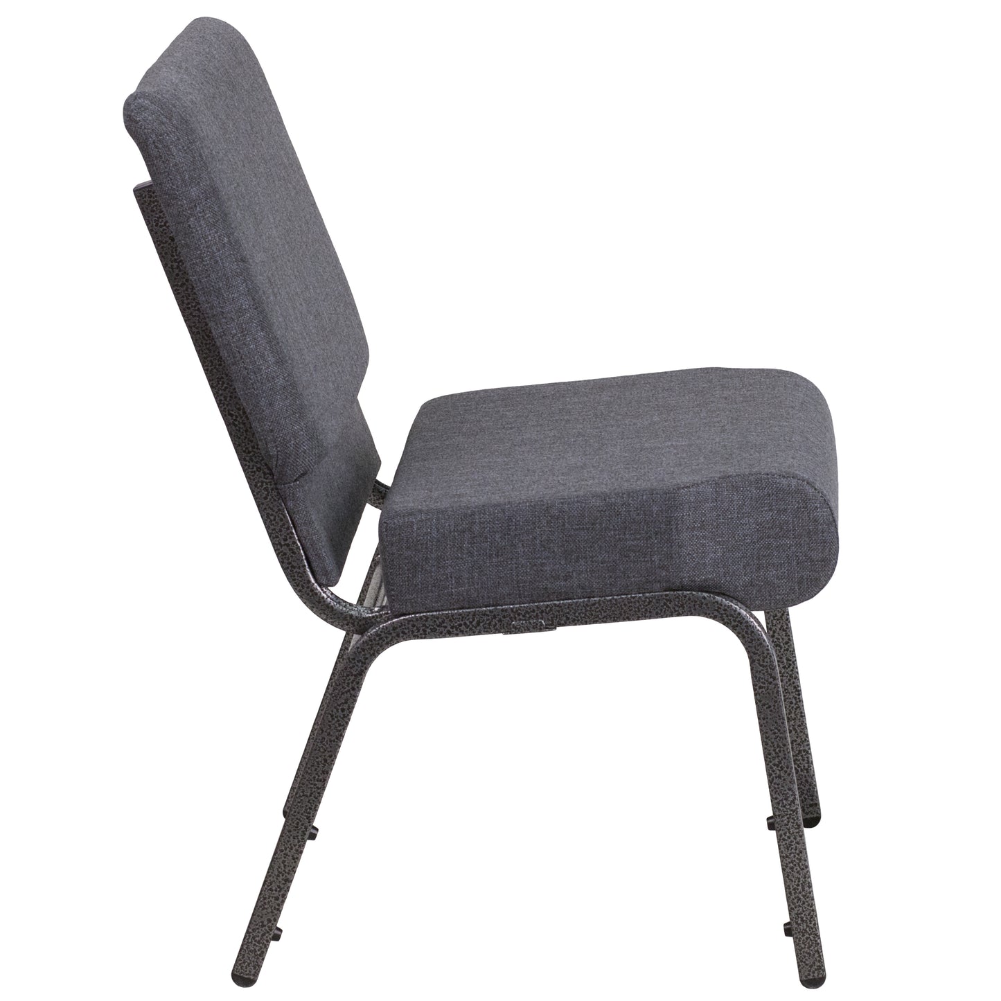 HERCULES Series 21''W Church Chair in Dark Gray Fabric - Silver Vein Frame Dark Gray Fabric/Silver Vein Frame