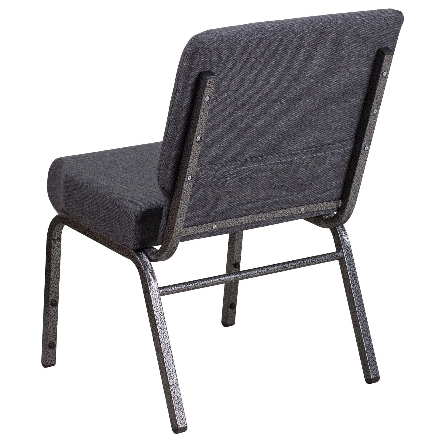 HERCULES Series 21''W Church Chair in Dark Gray Fabric - Silver Vein Frame Dark Gray Fabric/Silver Vein Frame