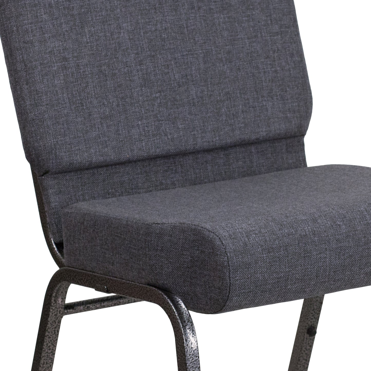 HERCULES Series 21''W Church Chair in Dark Gray Fabric - Silver Vein Frame Dark Gray Fabric/Silver Vein Frame
