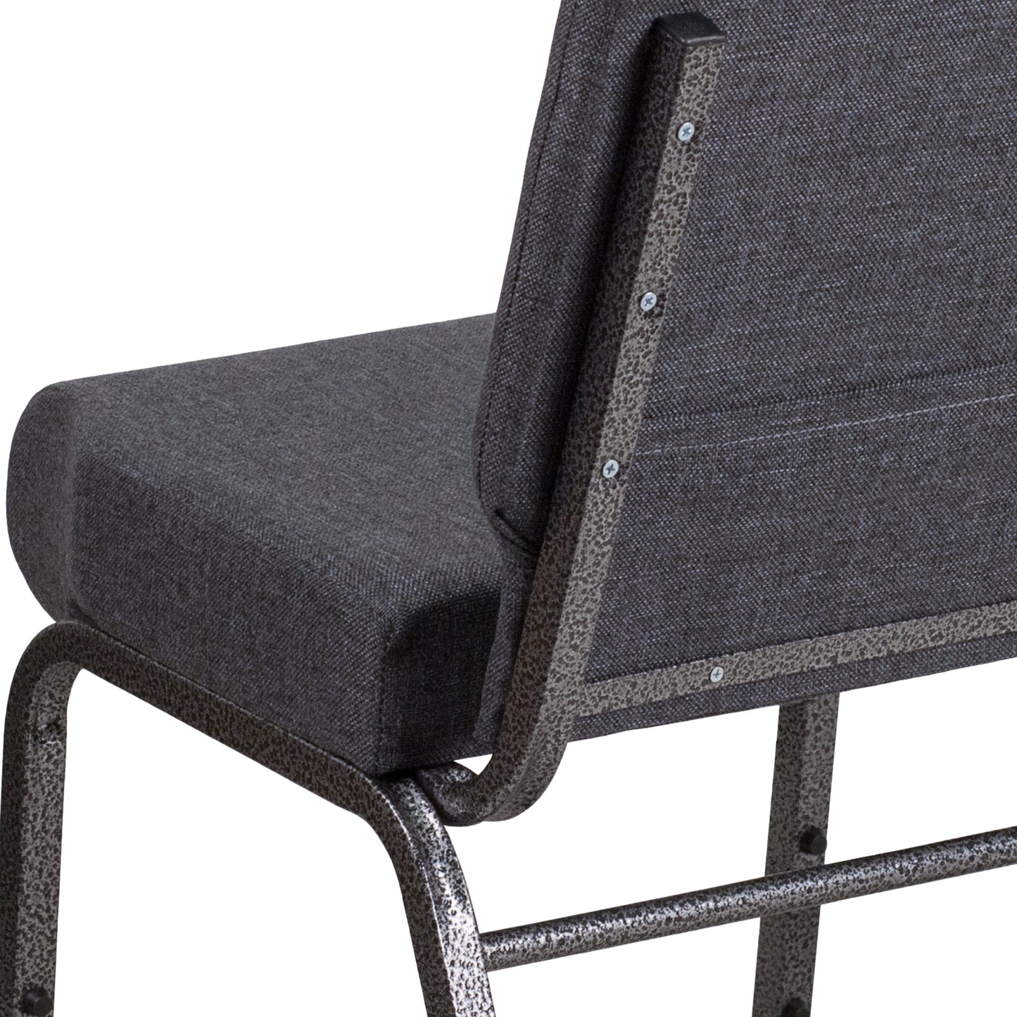 HERCULES Series 21''W Church Chair in Dark Gray Fabric - Silver Vein Frame Dark Gray Fabric/Silver Vein Frame