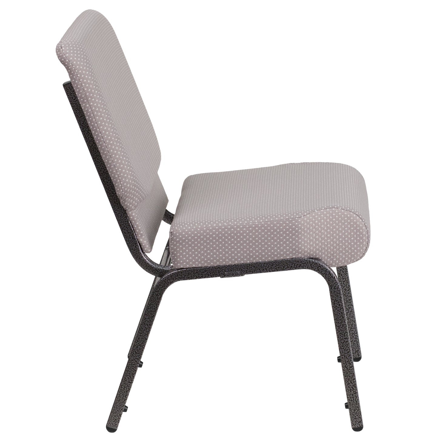 HERCULES Series 21''W Church Chair in Gray Dot Fabric - Silver Vein Frame Gray Dot Fabric/Silver Vein Frame