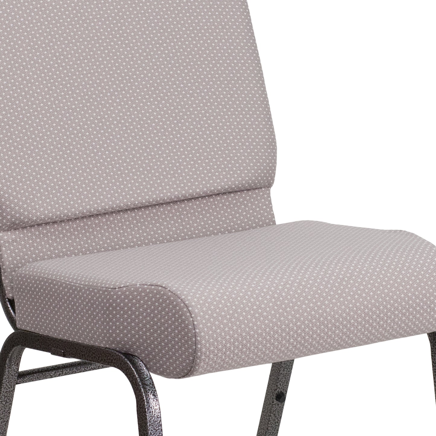 HERCULES Series 21''W Church Chair in Gray Dot Fabric - Silver Vein Frame Gray Dot Fabric/Silver Vein Frame