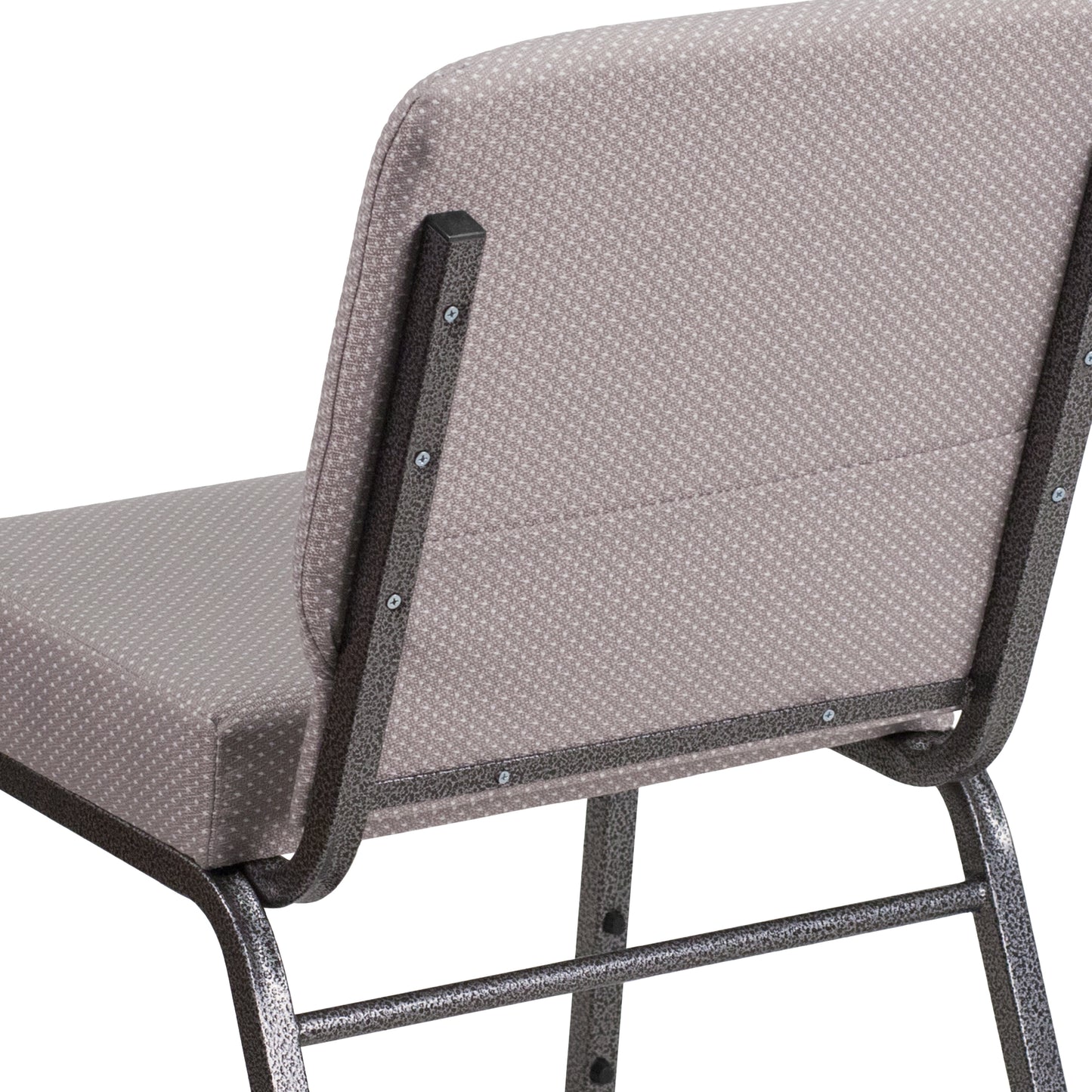 HERCULES Series 21''W Church Chair in Gray Dot Fabric - Silver Vein Frame Gray Dot Fabric/Silver Vein Frame