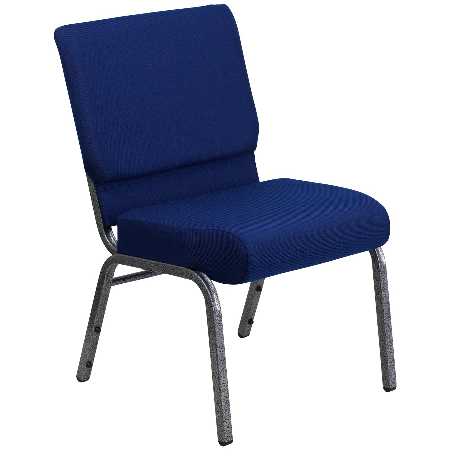 HERCULES Series 21''W Stacking Church Chair in Navy Blue Fabric - Silver Vein Frame Navy Blue Fabric/Silver Vein Frame