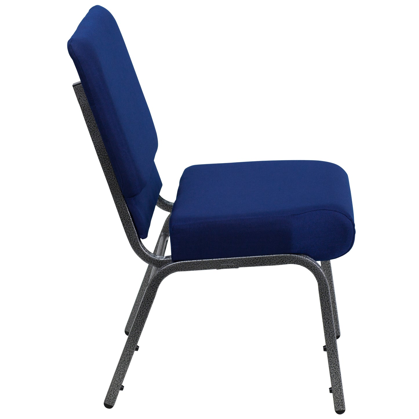 HERCULES Series 21''W Stacking Church Chair in Navy Blue Fabric - Silver Vein Frame Navy Blue Fabric/Silver Vein Frame