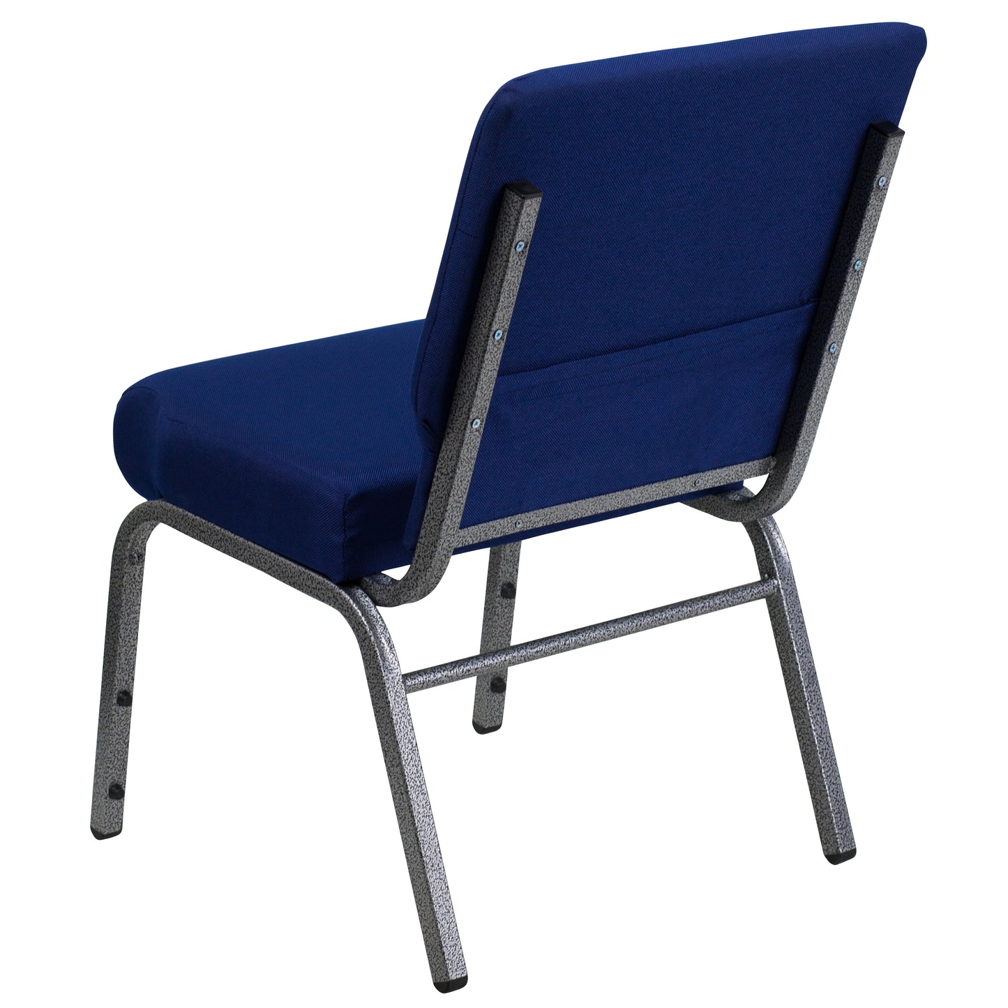 HERCULES Series 21''W Stacking Church Chair in Navy Blue Fabric - Silver Vein Frame Navy Blue Fabric/Silver Vein Frame