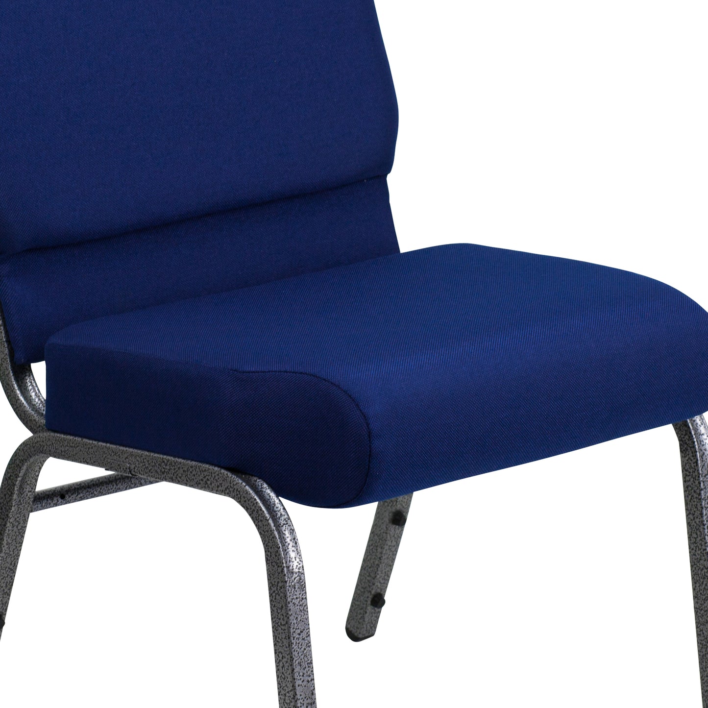 HERCULES Series 21''W Stacking Church Chair in Navy Blue Fabric - Silver Vein Frame Navy Blue Fabric/Silver Vein Frame
